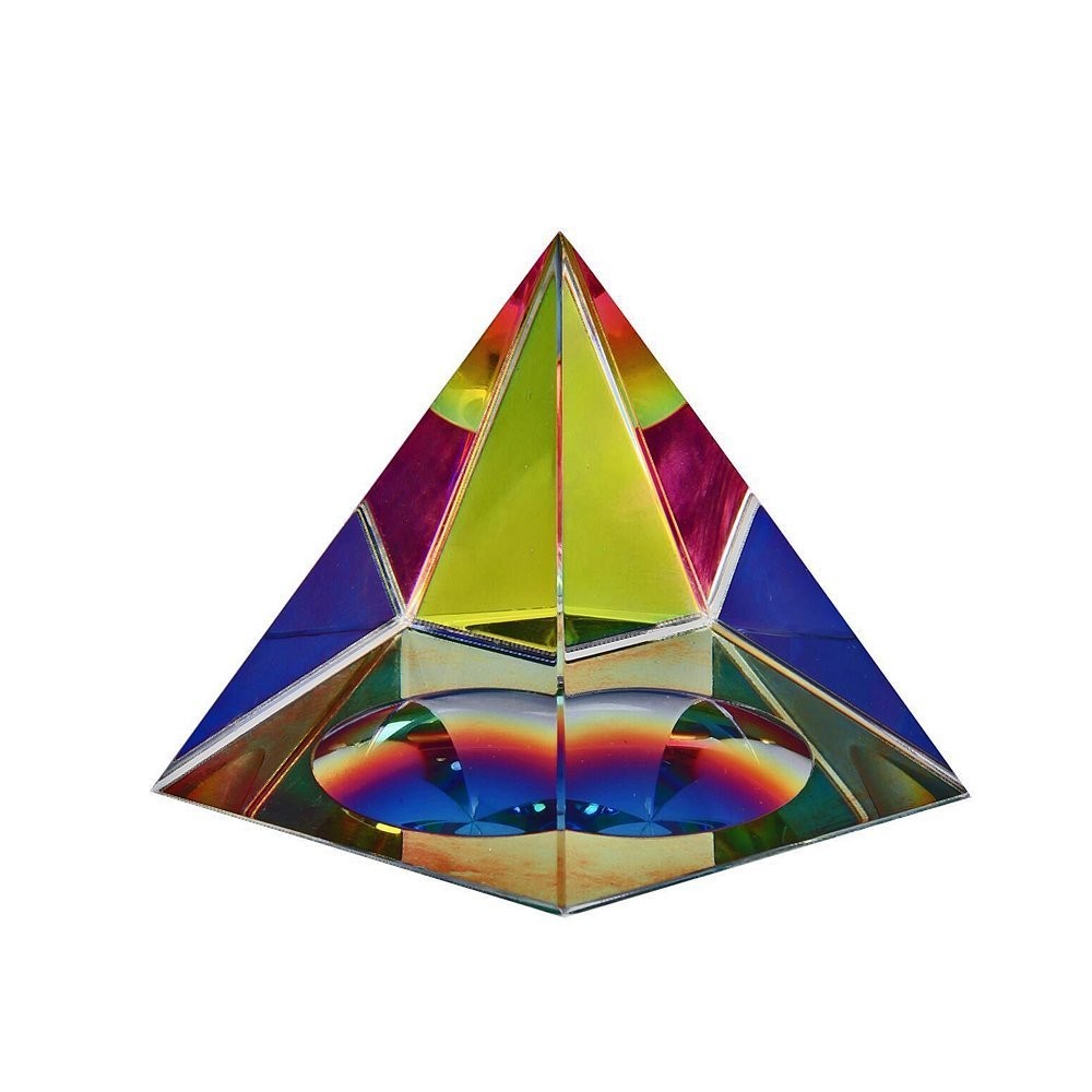 Amlong Crystal Iridescent Pyramid – Rainbow Colors 4.5 Inches Tall with Gift Box