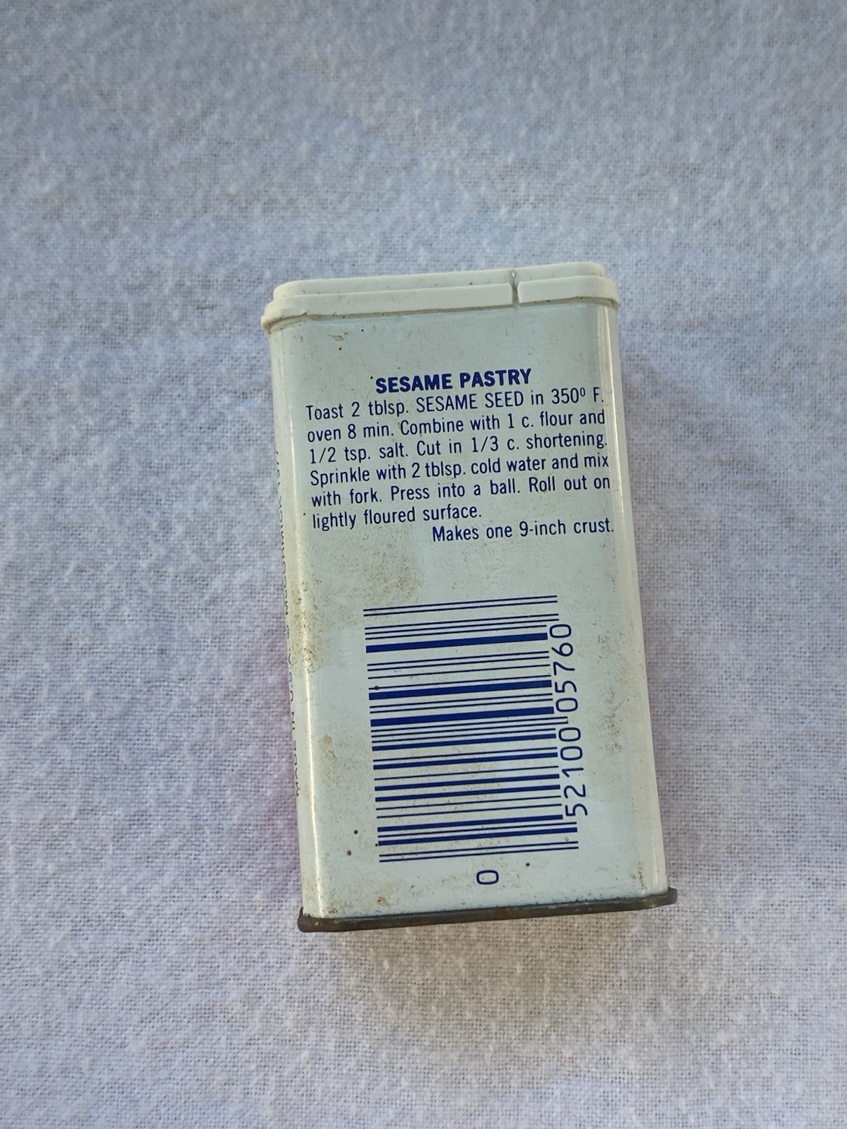 Vintage McCormick Spice Tin W/Lid Whole Sesame Seed Size 1.74 Oz. 60g Empty 1974