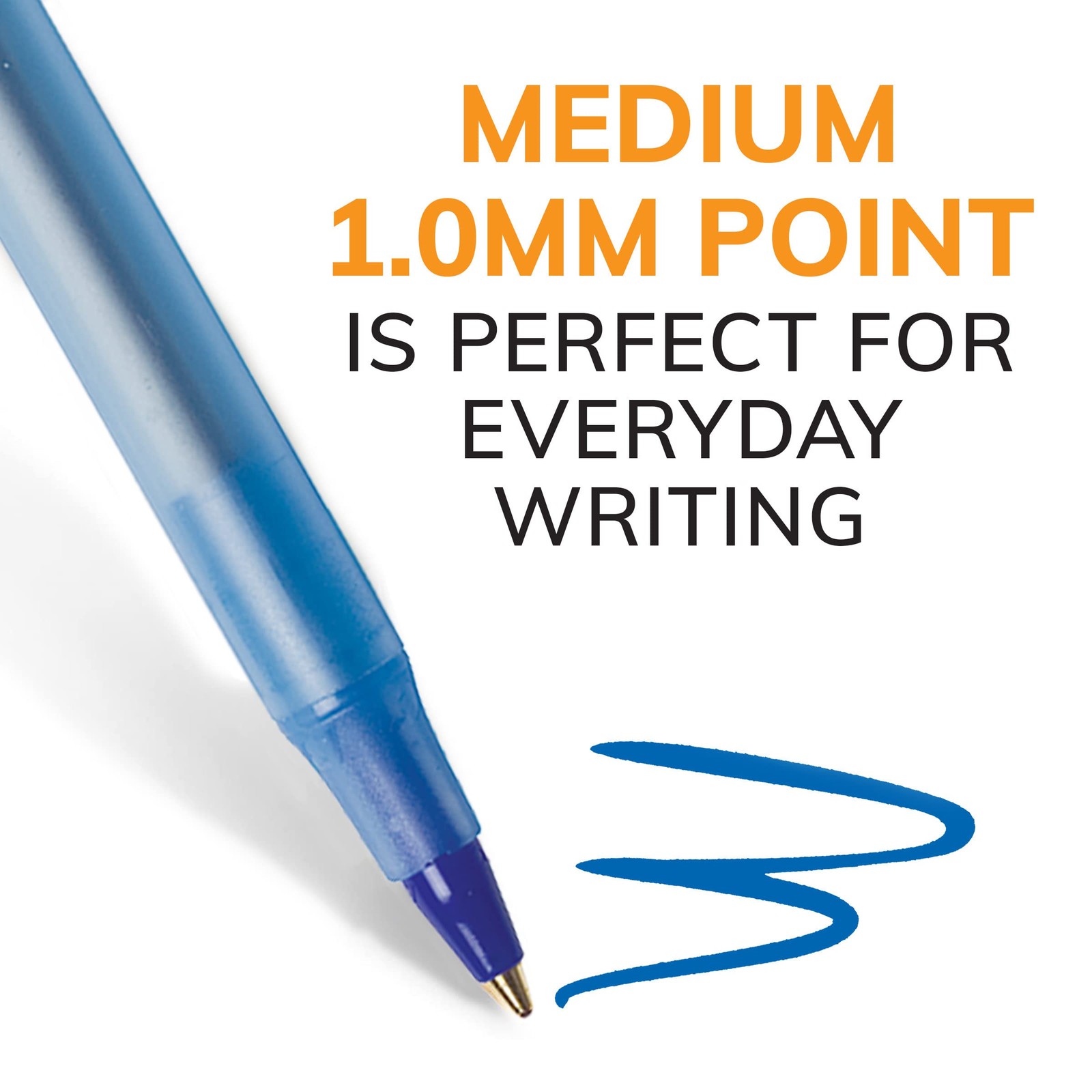 BIC Round Stic Xtra Life Blue Ballpoint Pens, 10 Count (Pack of 1),
