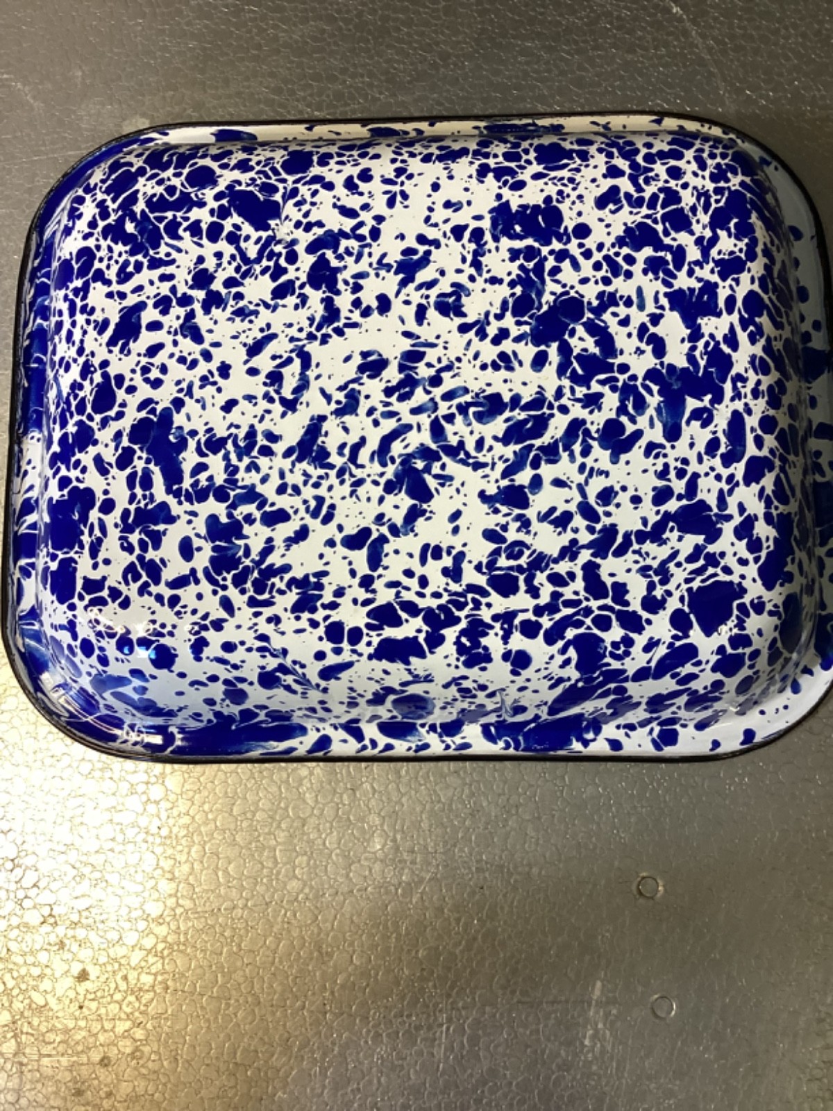 Blue & White Splatter Speckled Enamelware Casserole Baking Dish – 11” x 9”