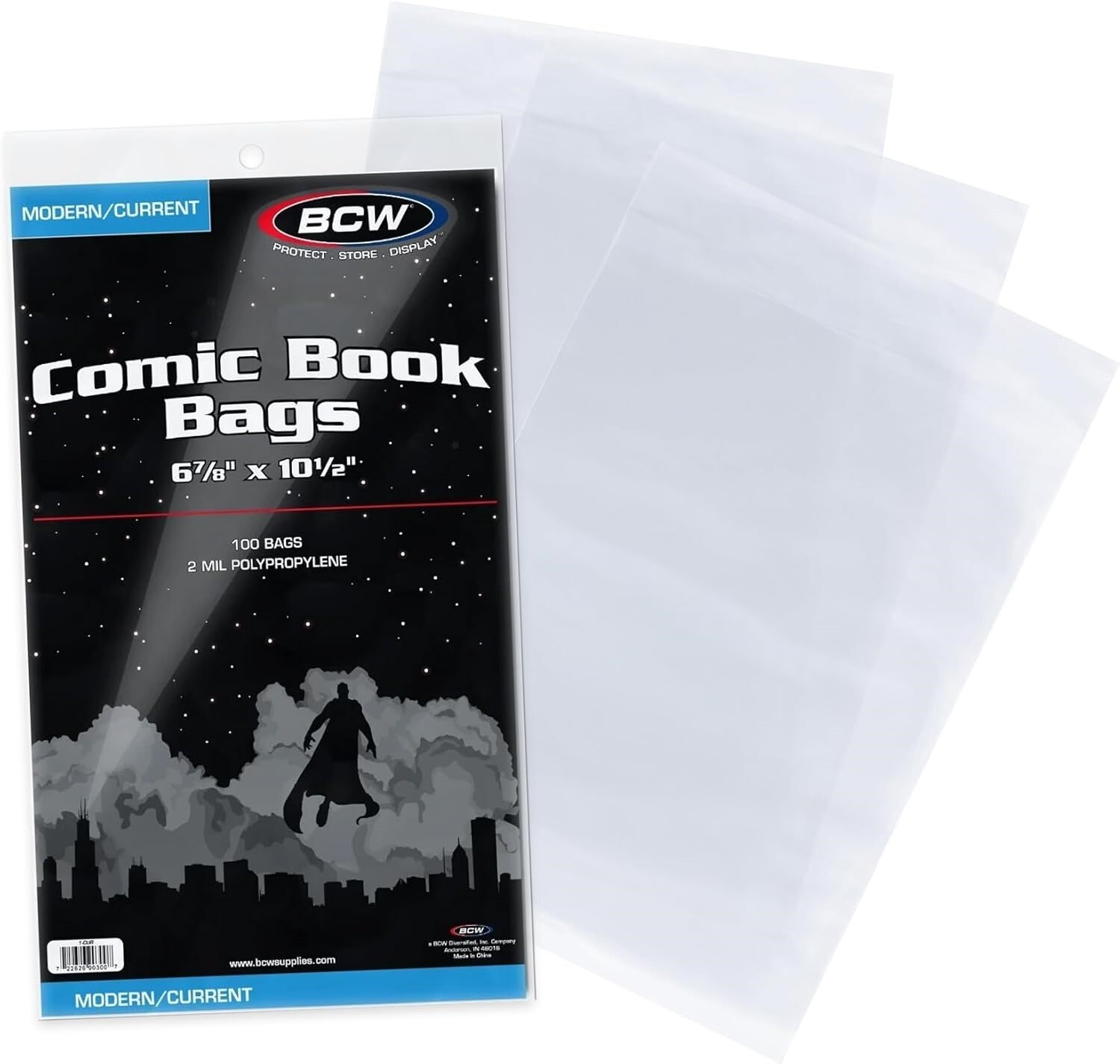100 BCW Current / Modern Comic Book Bags Sleeves + Acid Free Back Boards New