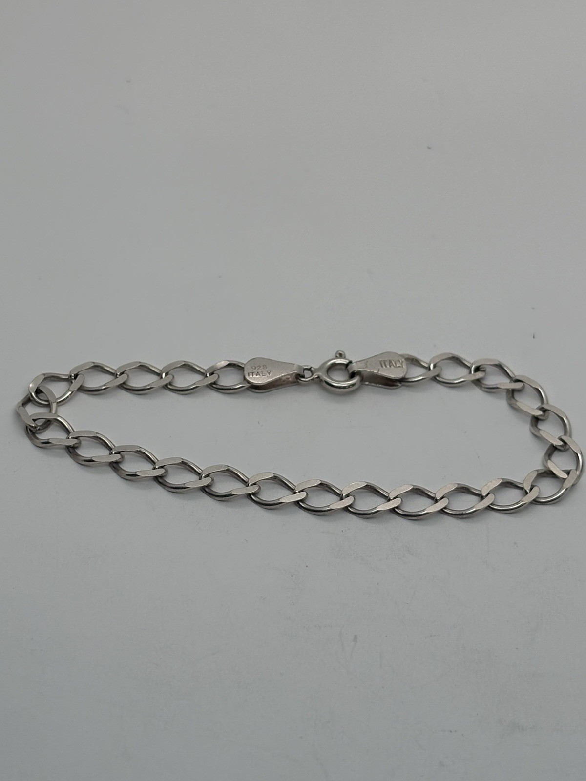 6.25” 3.3g 925 STERLING SILVER CHARM BRACELET LINK STAMPED ITALY FINE JEWELRY