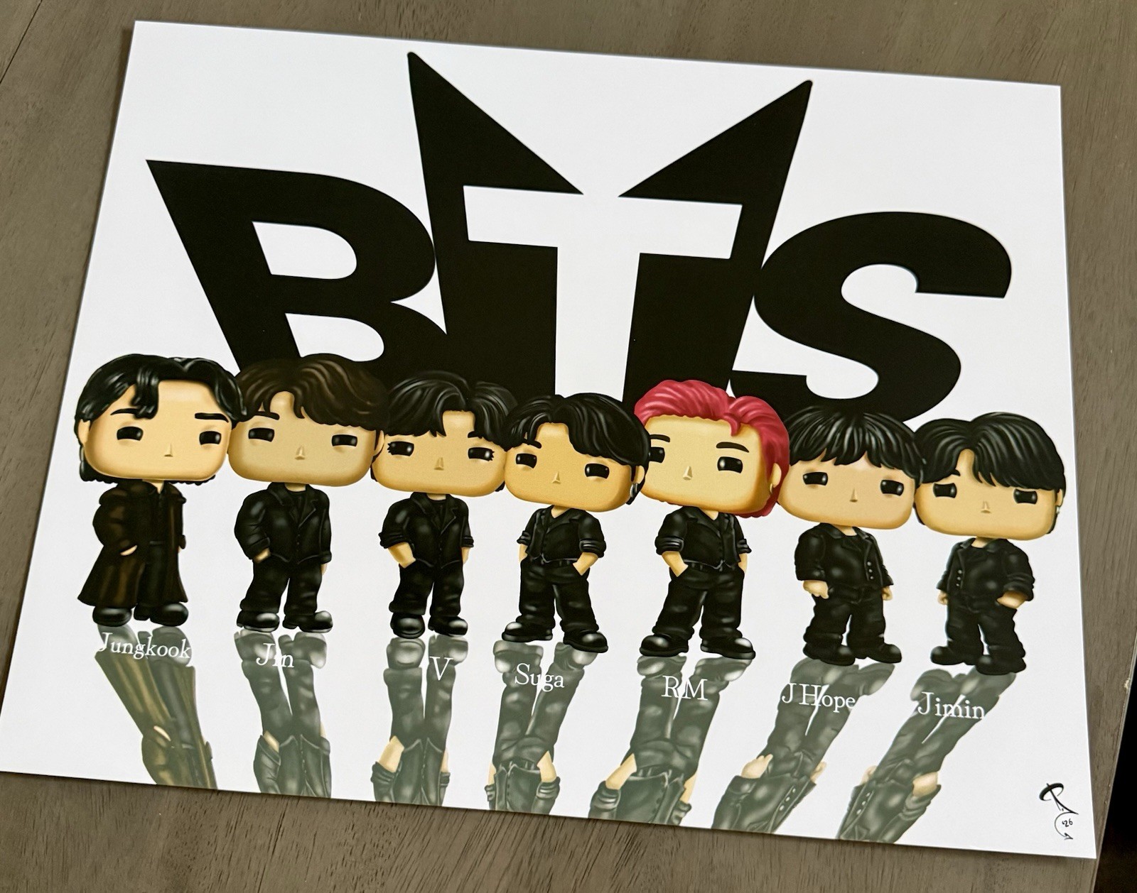 BTS Jin, Suga, J-Hope, RM, Jimin, V, and Jung Kook Funko Style print