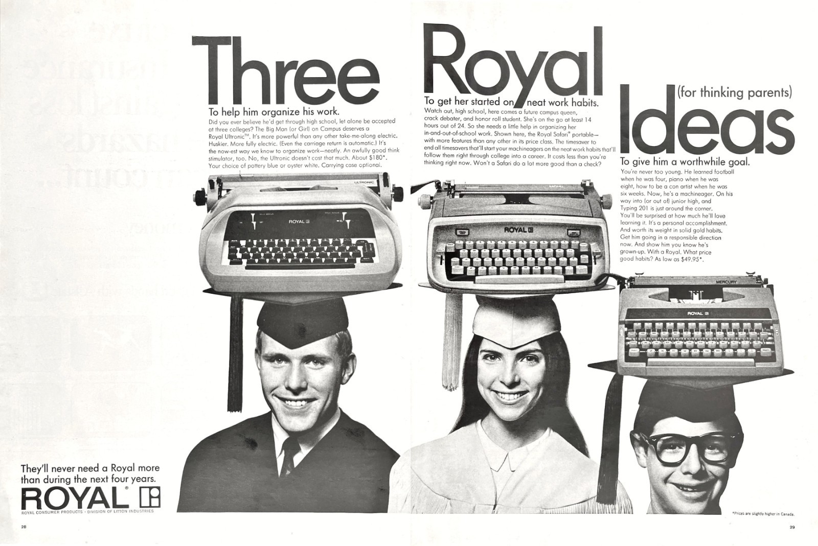 Royal Typewriter Graduation Christmas Birthday Gift Ideas Vtg Magazine Print Ad