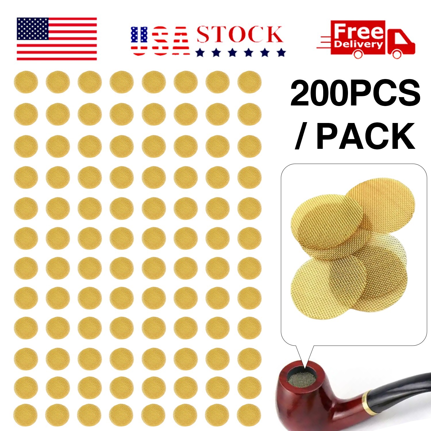 200PCS Brass Pipe Screens 3/4″ Heavy Duty High Quality Round Filter Mesh Gold US