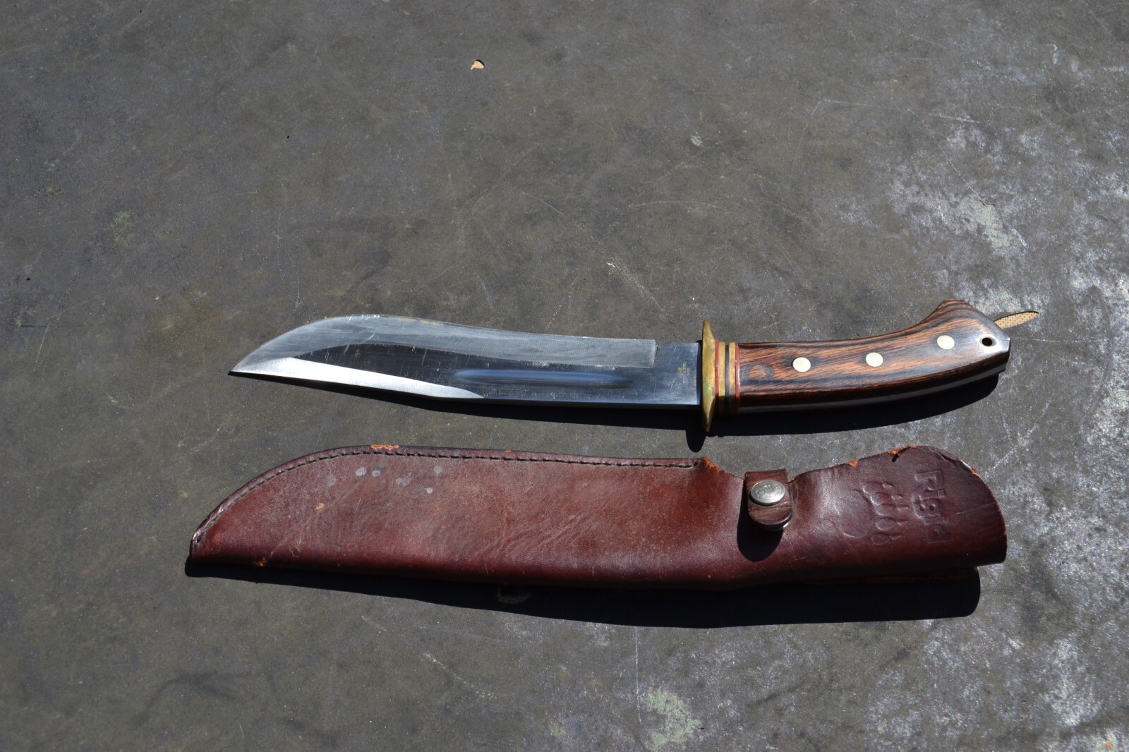 RIGID RG 62 BOWIE BEAR PAW KNIFE w LEATHER SHEATH