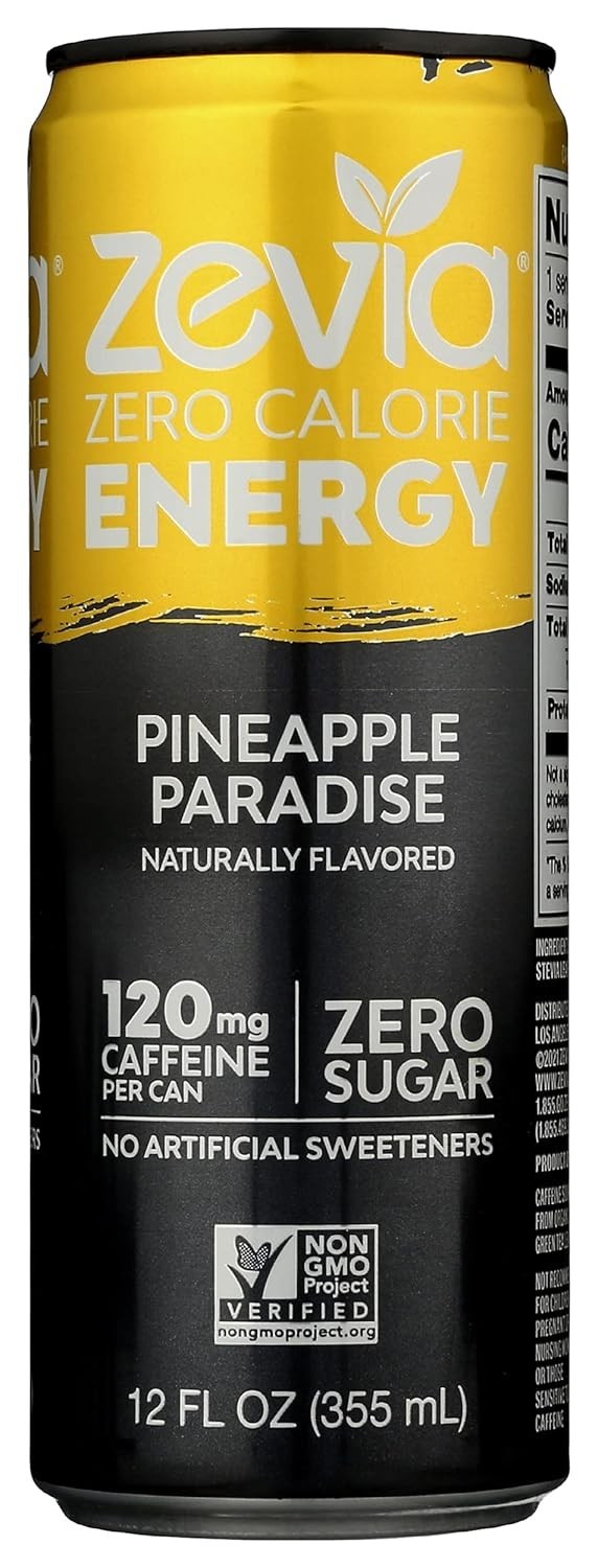 Refreshing Pineapple Paradise Energy Drink – Zero Calories, 12 Fl Oz Cans Set