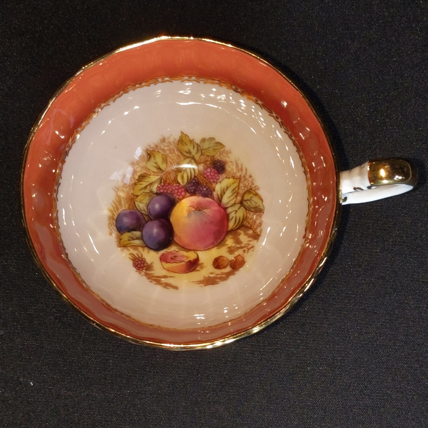 AYNSLEY FRUIT RED TEA CUP & SAUCER, Made in England