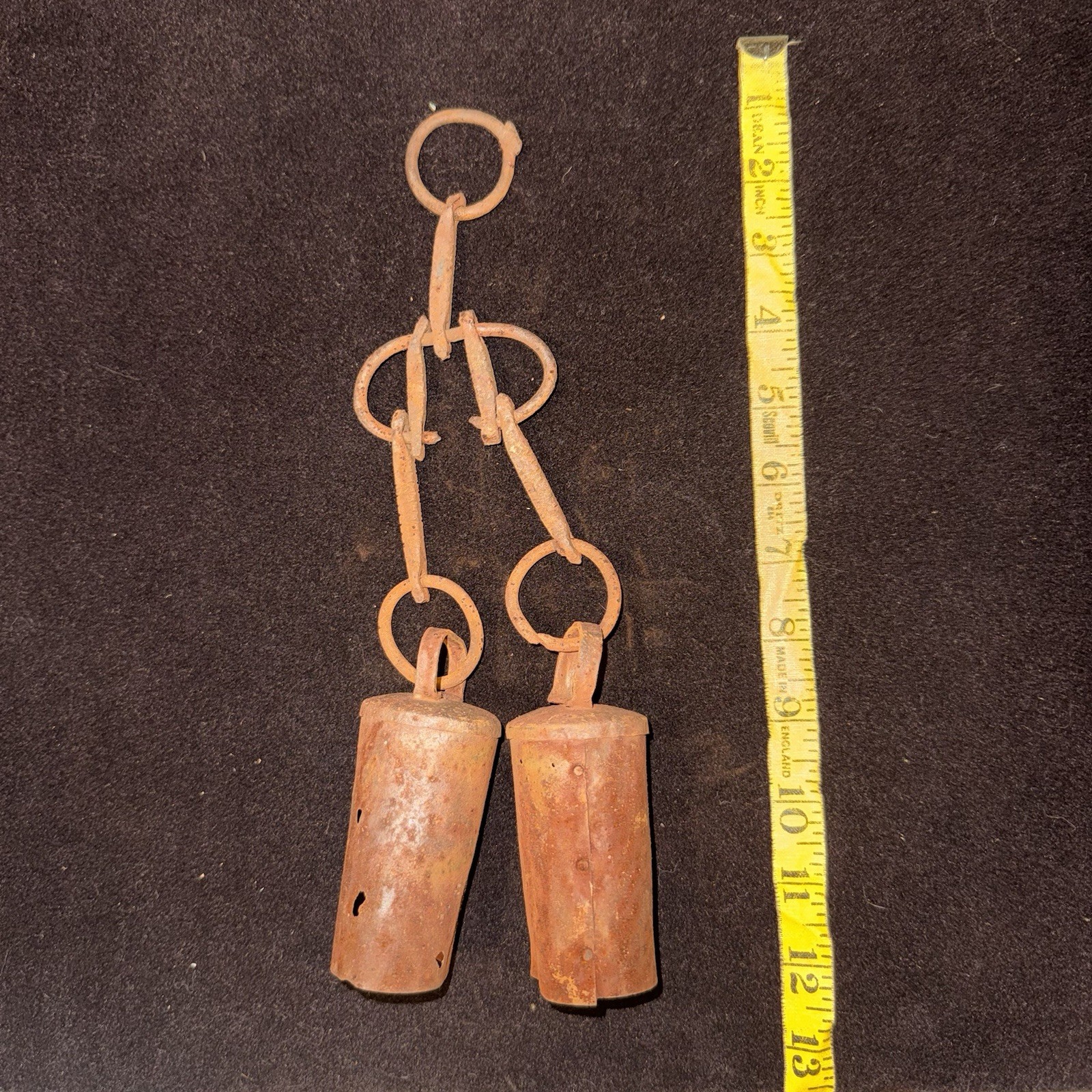 2 rustic primitive bells farm antique vintage cowbell