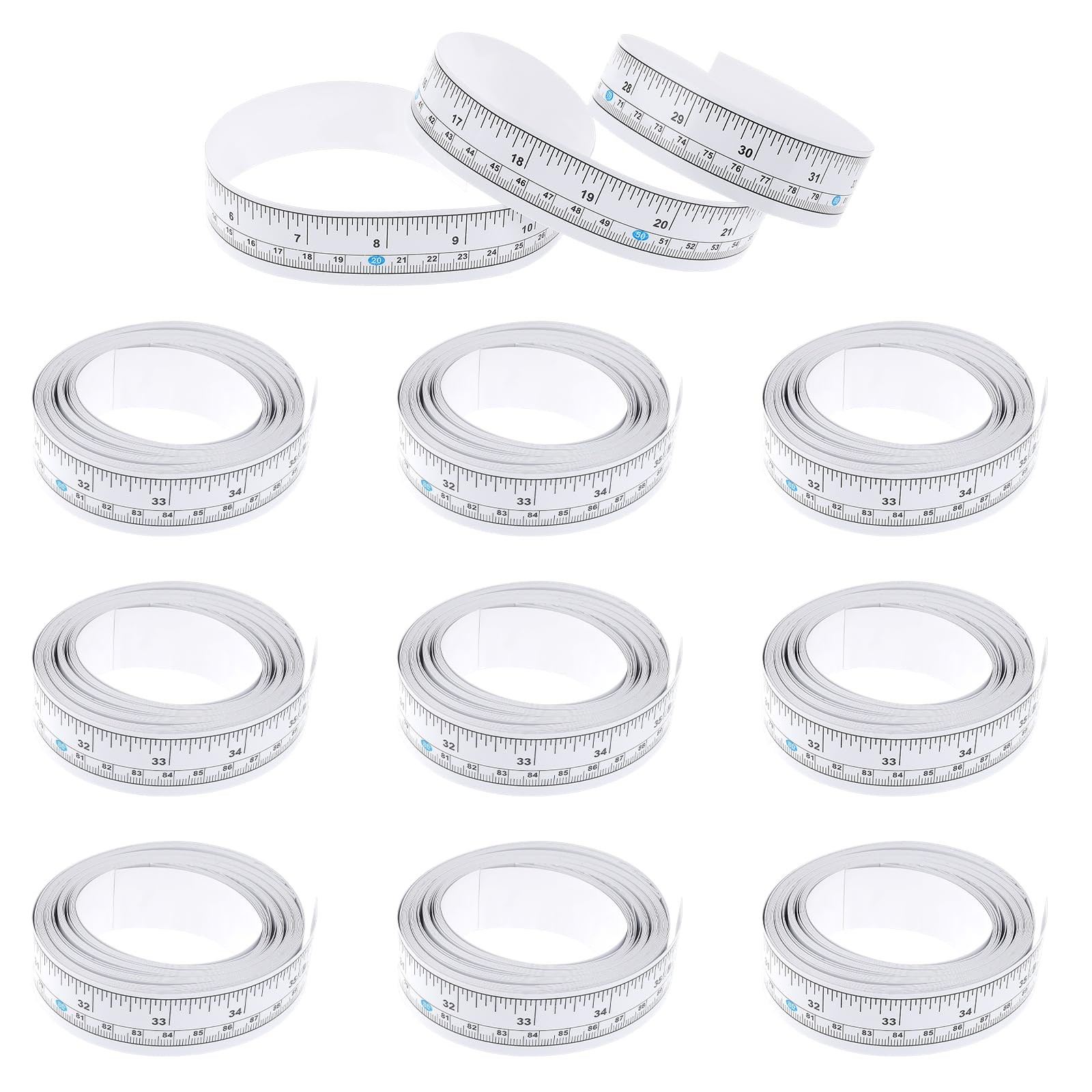JJUNW 10 Pcs Self Adhesive Measuring Tape, Measure Tape with Adhesive Backing, L