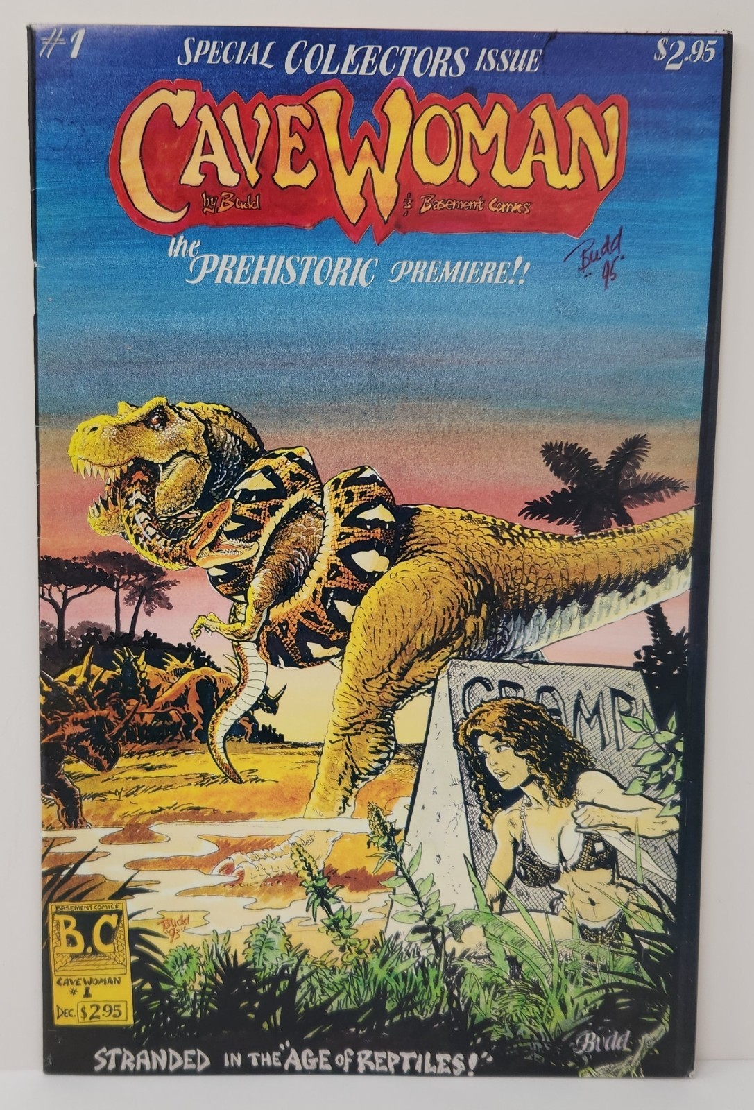 CAVEWOMAN # 1 SCARCE DOUBLE COVER 1st PRINTING 1993 Signed by BUDD ROOT Basement