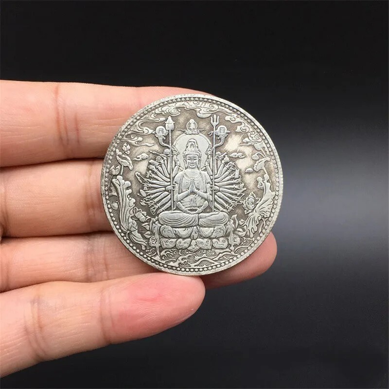 Tibet Silver Ancient Coin Collection Buddhist Thousand Hand Guanyin High Quality