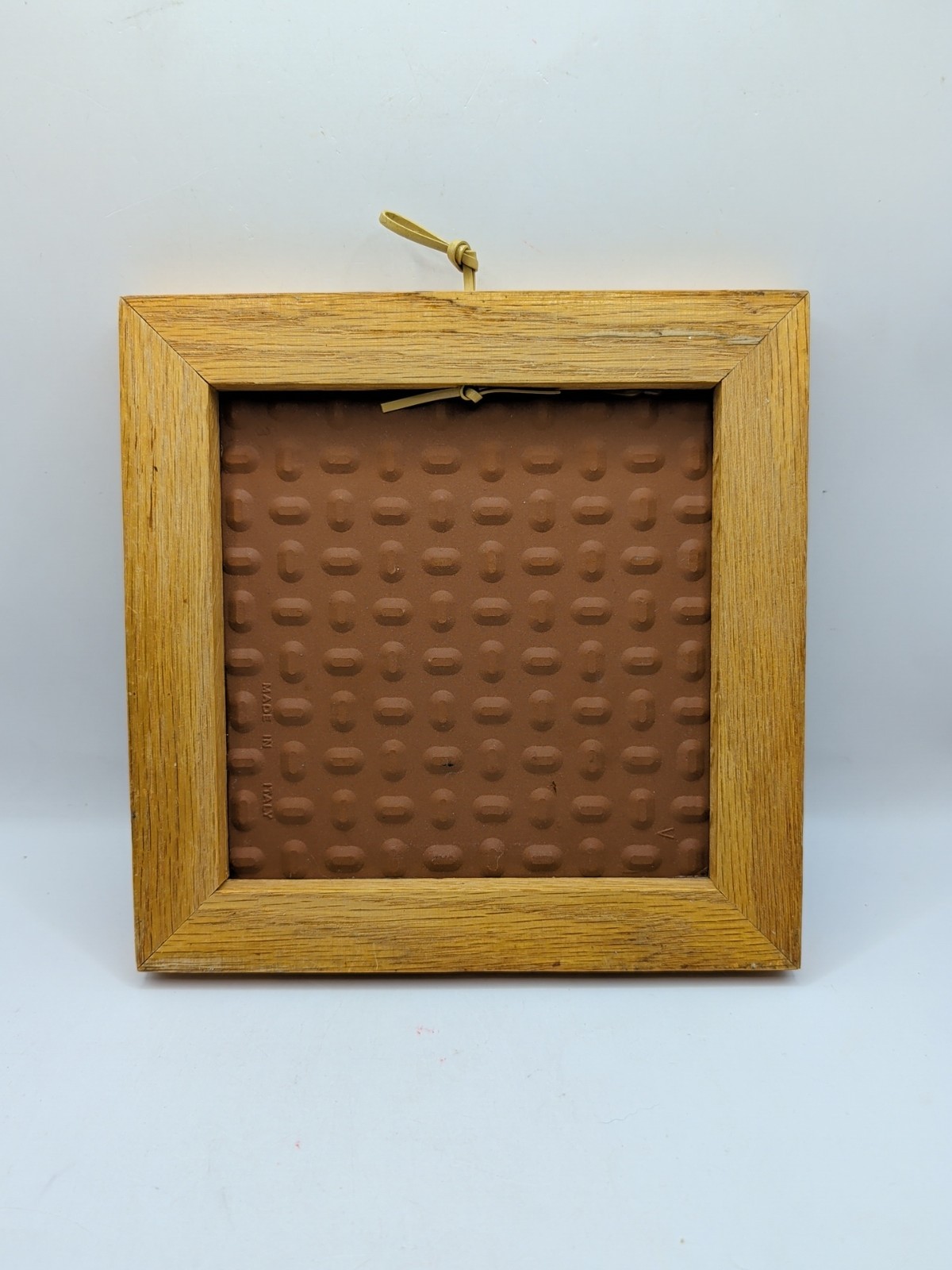 Vintage Italian Clay Tile Glazed Matte Arches Courtyard Signed Wood Framed Decor