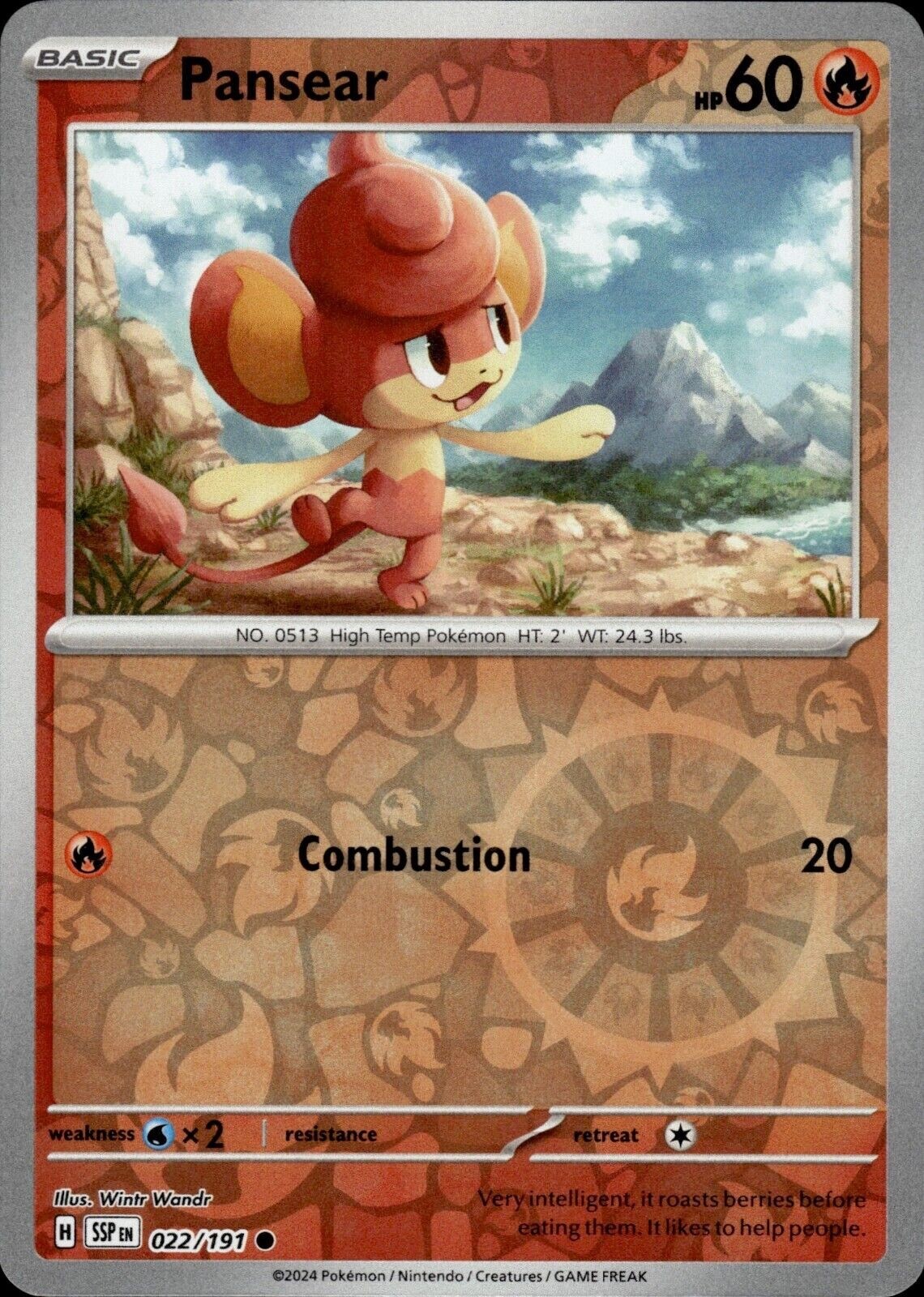 Pokemon – Pansear 022/191 – Reverse Holo – Surging Sparks – NM/M