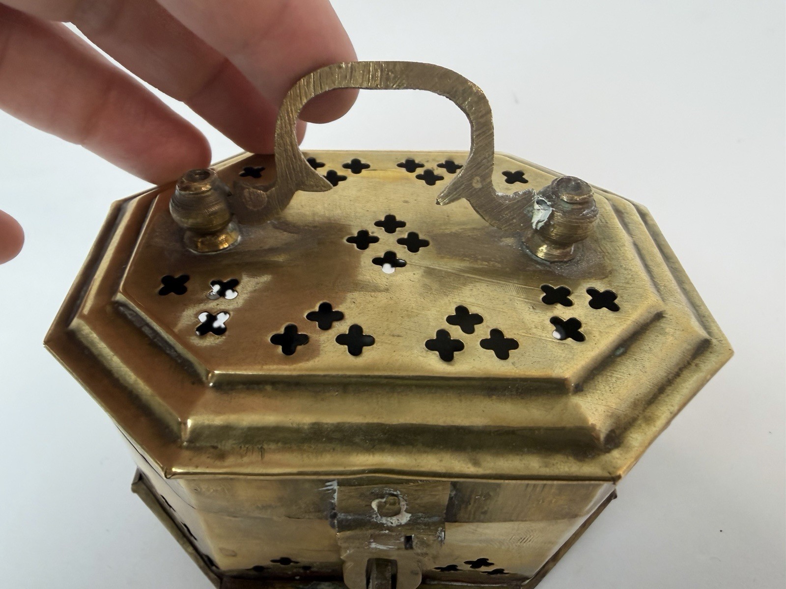 Brass Cricket Box Small Footed Latch Closure Trinket India