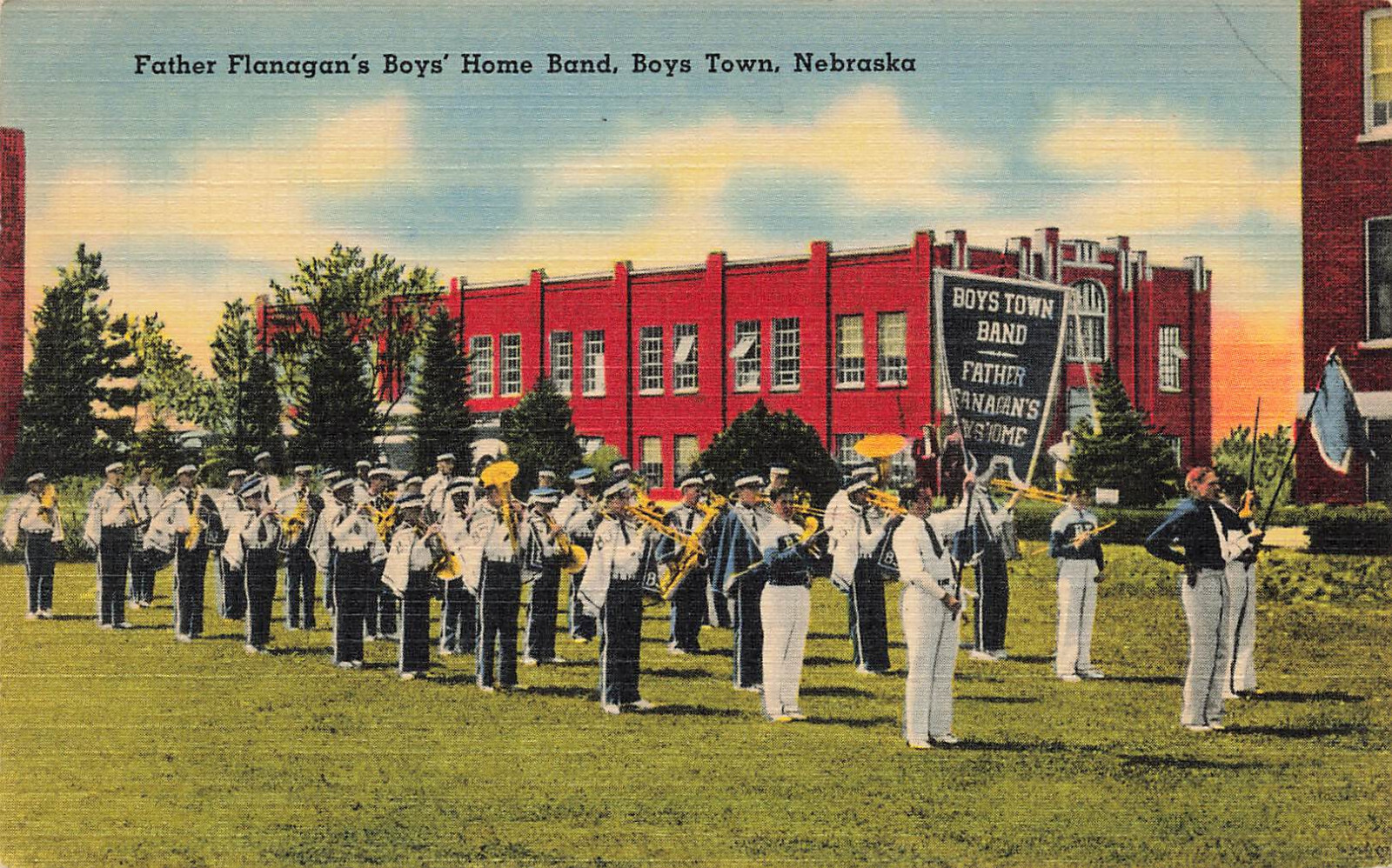FATHER FLANAGAN’S BOYS TOWN BAND OMAHA NE NEBRASKA VINTAGE POSTCARD 100923 S