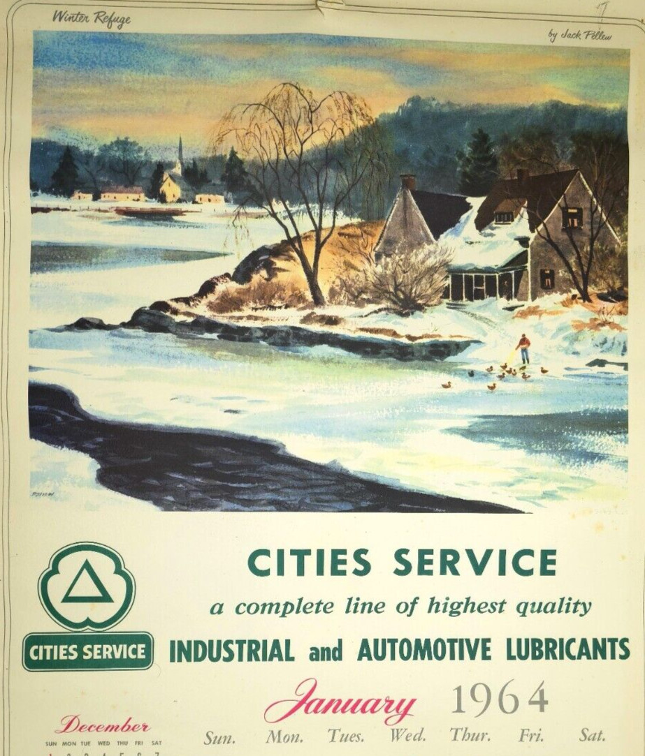1964 VTG Citgo Cities Service Oil Gas Station Advertising Calendar Jack Pellew