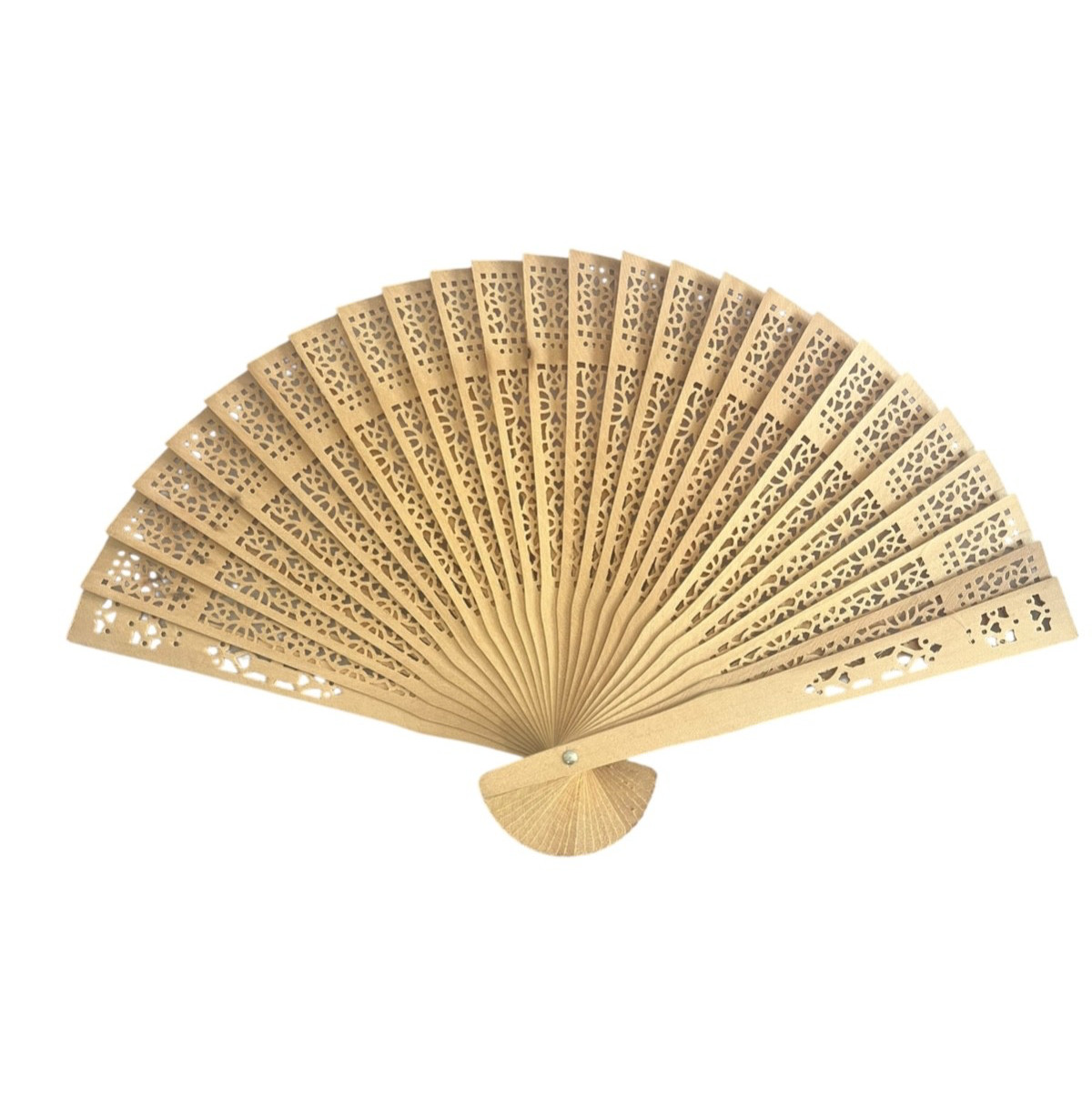 Wooden Decorative Folding Fan Filagree Hand Held 17Th Century Japanese Style