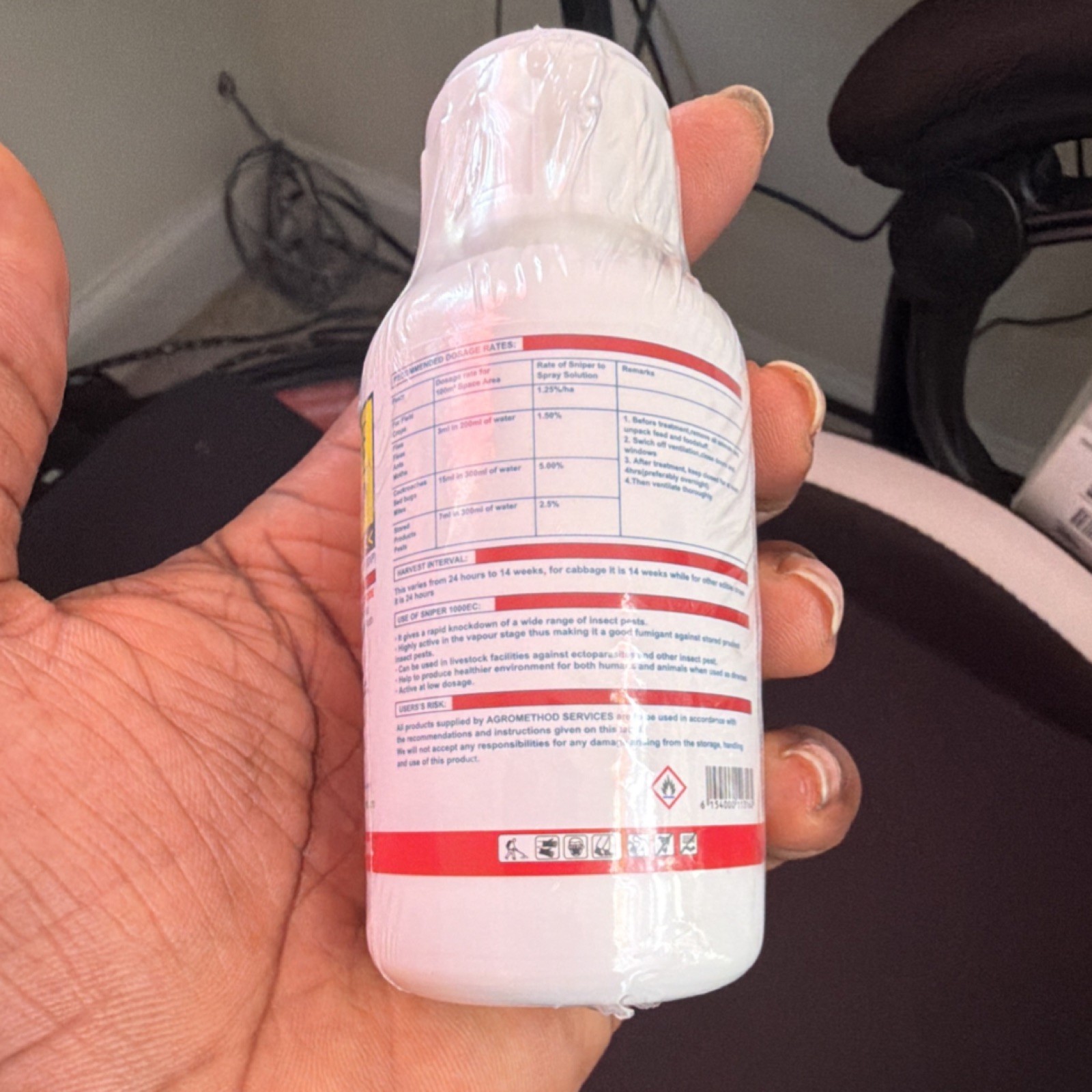 Sniper 1000EC DDVP Insecticide 100ml Plastic Bottle for Insects