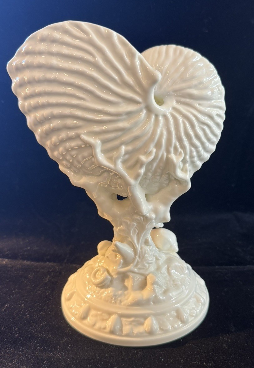 ROYAL WORCESTER ENGLAND NAUTILUS SHELL ON CORAL BASE VASE