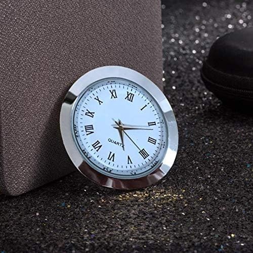 HILLHOME Mini Clock Insert 1-1/2 Inch (37 mm) Round 1 7/16 inch, Silver