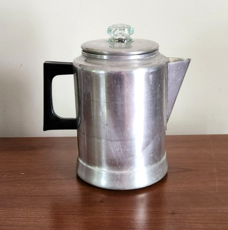 Vintage COMET Aluminum 9 Cup Stove Top Coffee Pot Percolator MCM Retro Camping
