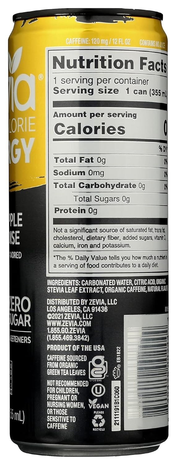 Refreshing Pineapple Paradise Energy Drink – Zero Calories, 12 Fl Oz Cans Set