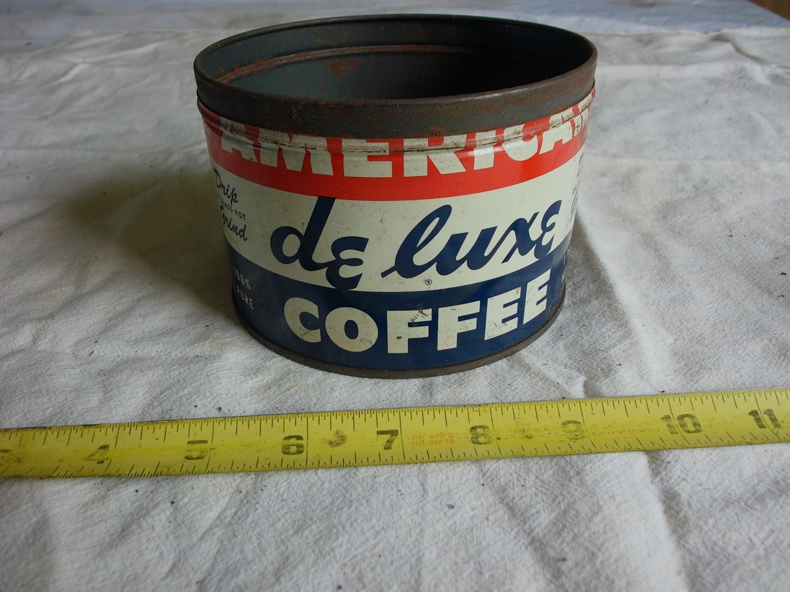 Vintage Empty 1 lb Size Coffee Tin can American Deluxe No Top Lot 26-28-CHL