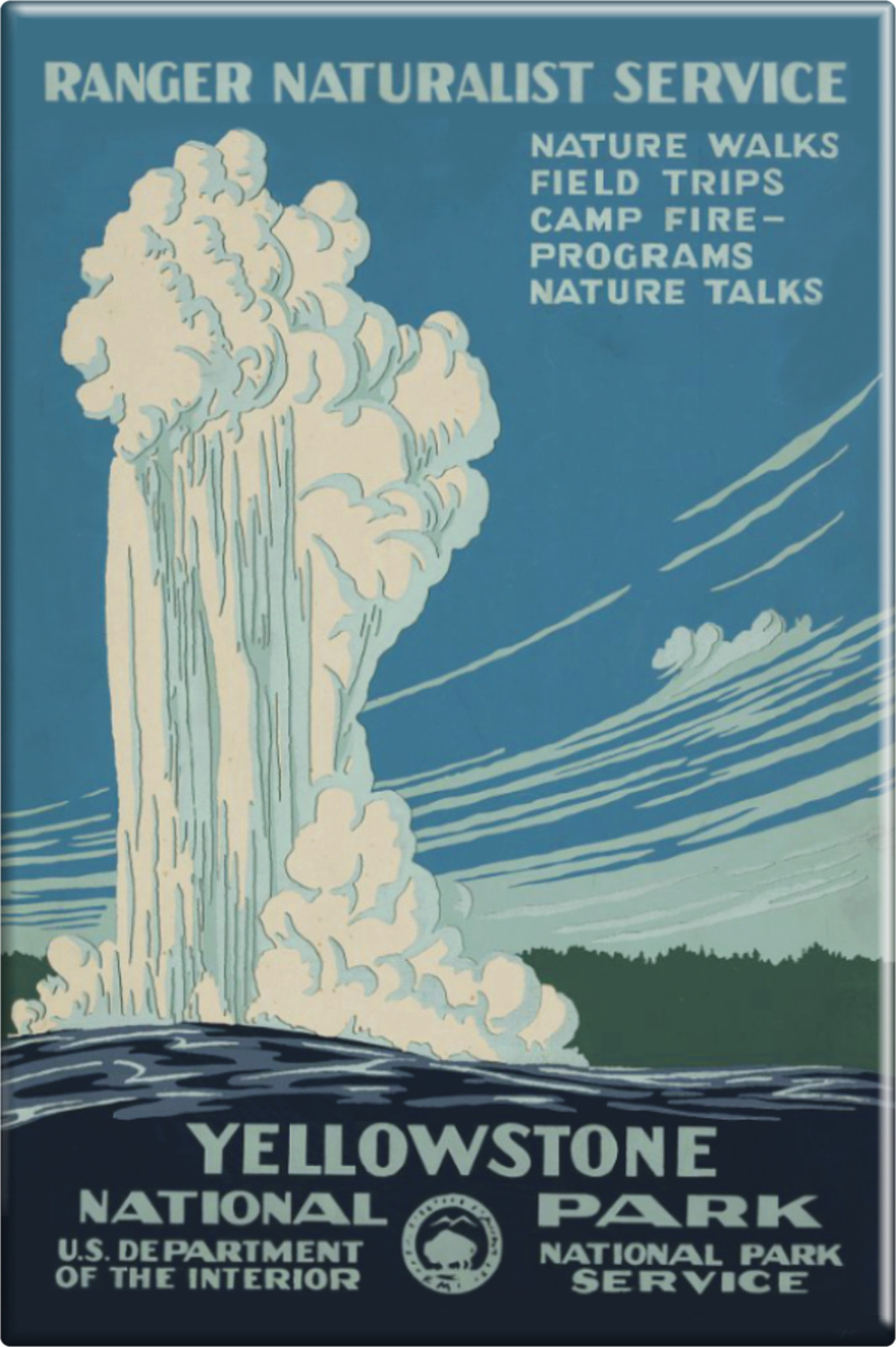 Magnet – Yellowstone National Park Geyser Wyoming Travel Poster Vintage Repro 3″