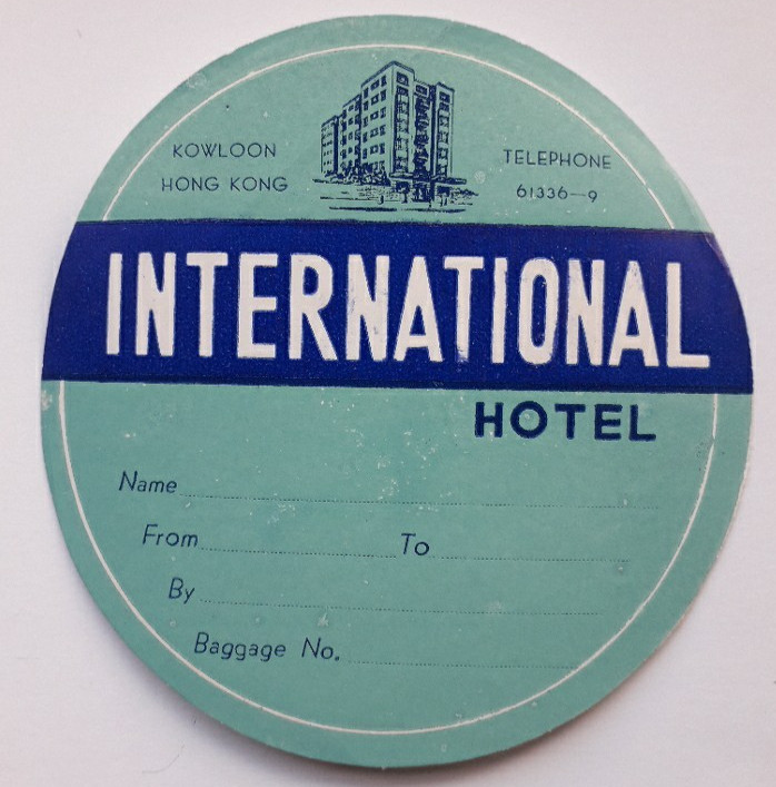 Hotel INTERNATIONAL( HONG KONG) CHINA Deco Luggage Label