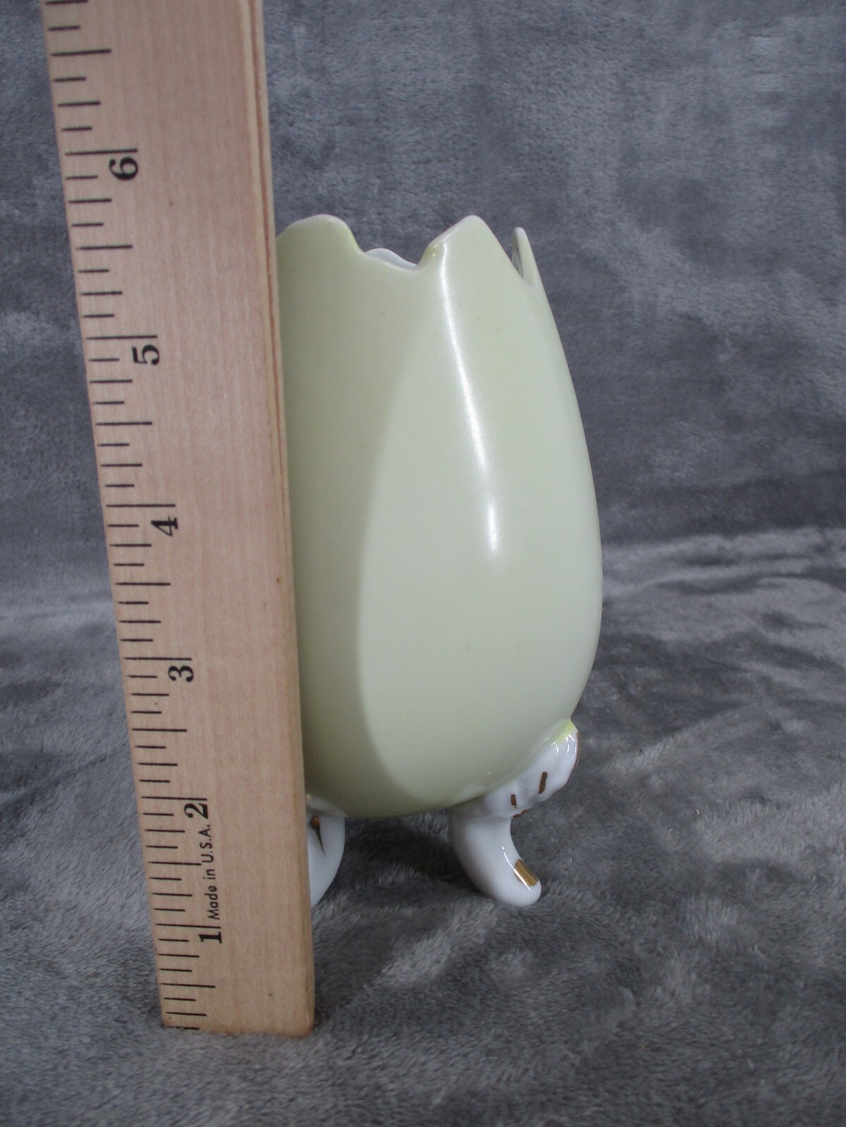Lefton 1602 Footed Cracked Egg Vase Planter Ceramic With Gold Trim 5.5″ Vintage