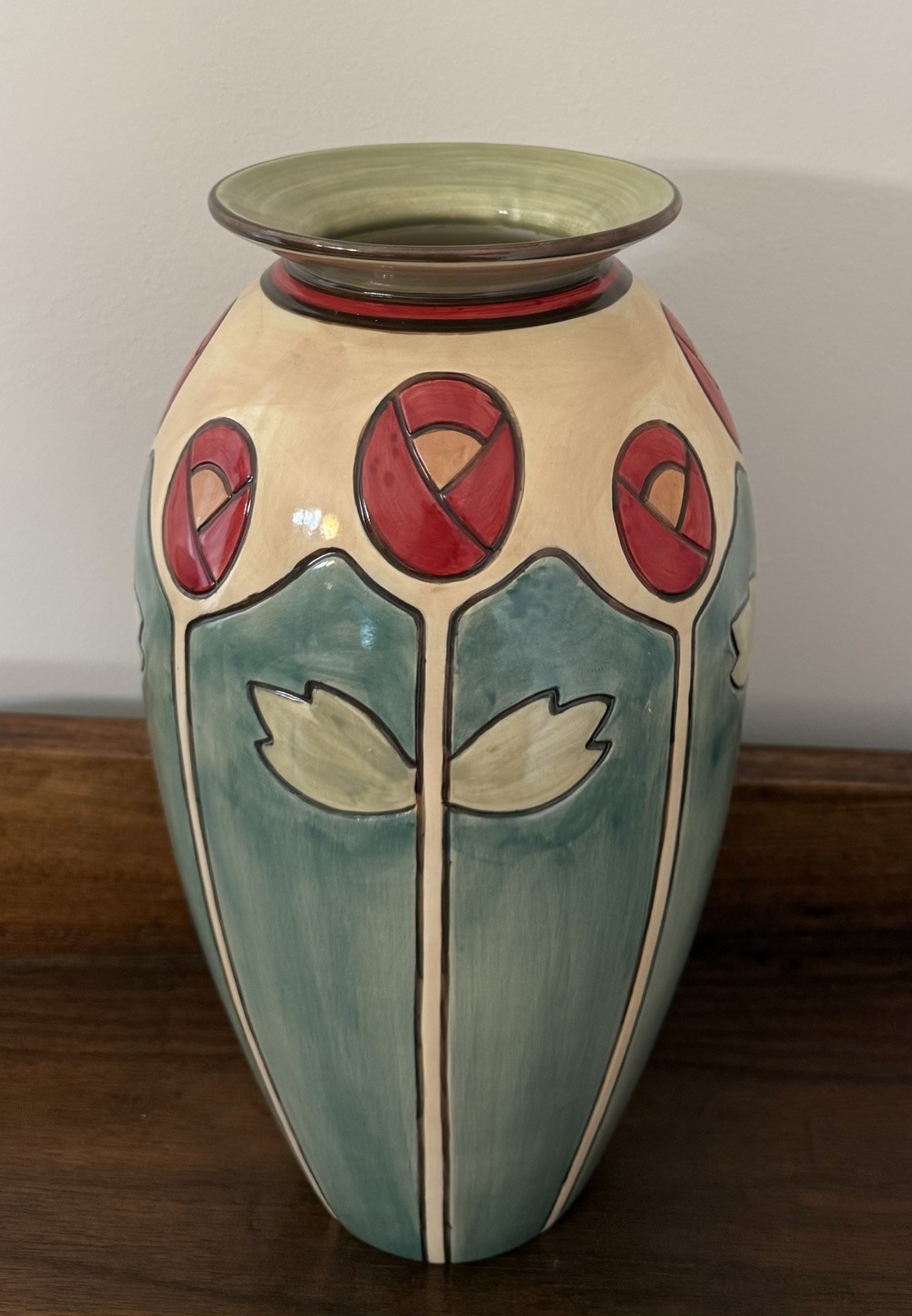 Mary Engelbreit Arts and Crafts “Tall Cottage Rose” Pottery Vase 2004