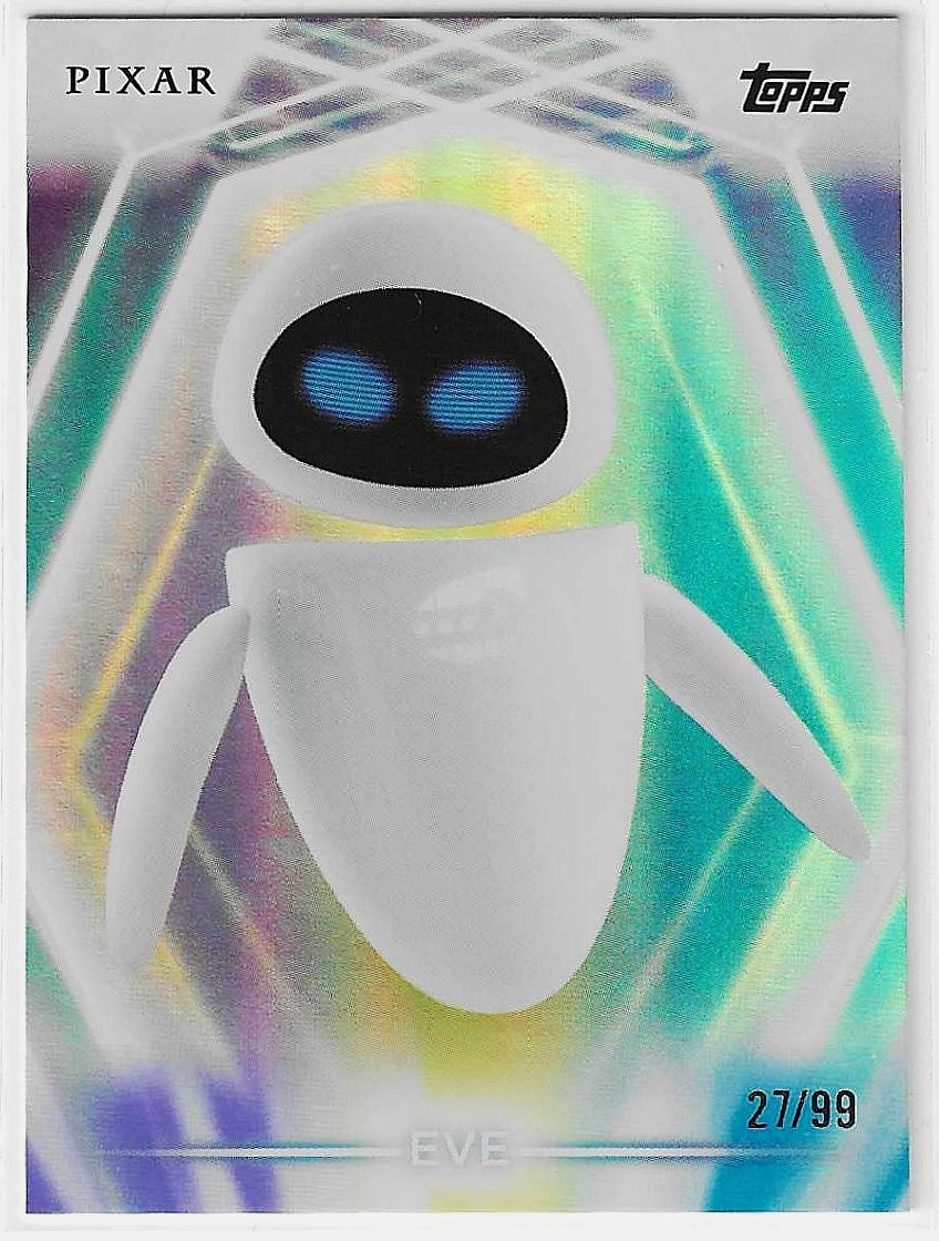 Topps 2026 Pixar WALL-E EVE #20 Purple/Yellow/Blue Foil Refractor Numbered 27/99