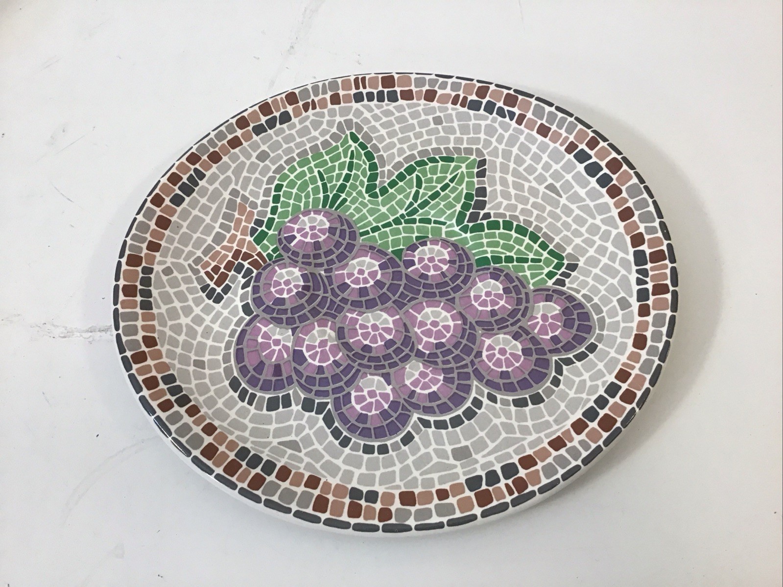 Sango Zoey Vtg Mosaic Fruit & Grape Pattern Cup and Oval Saucer Set (Multiples)