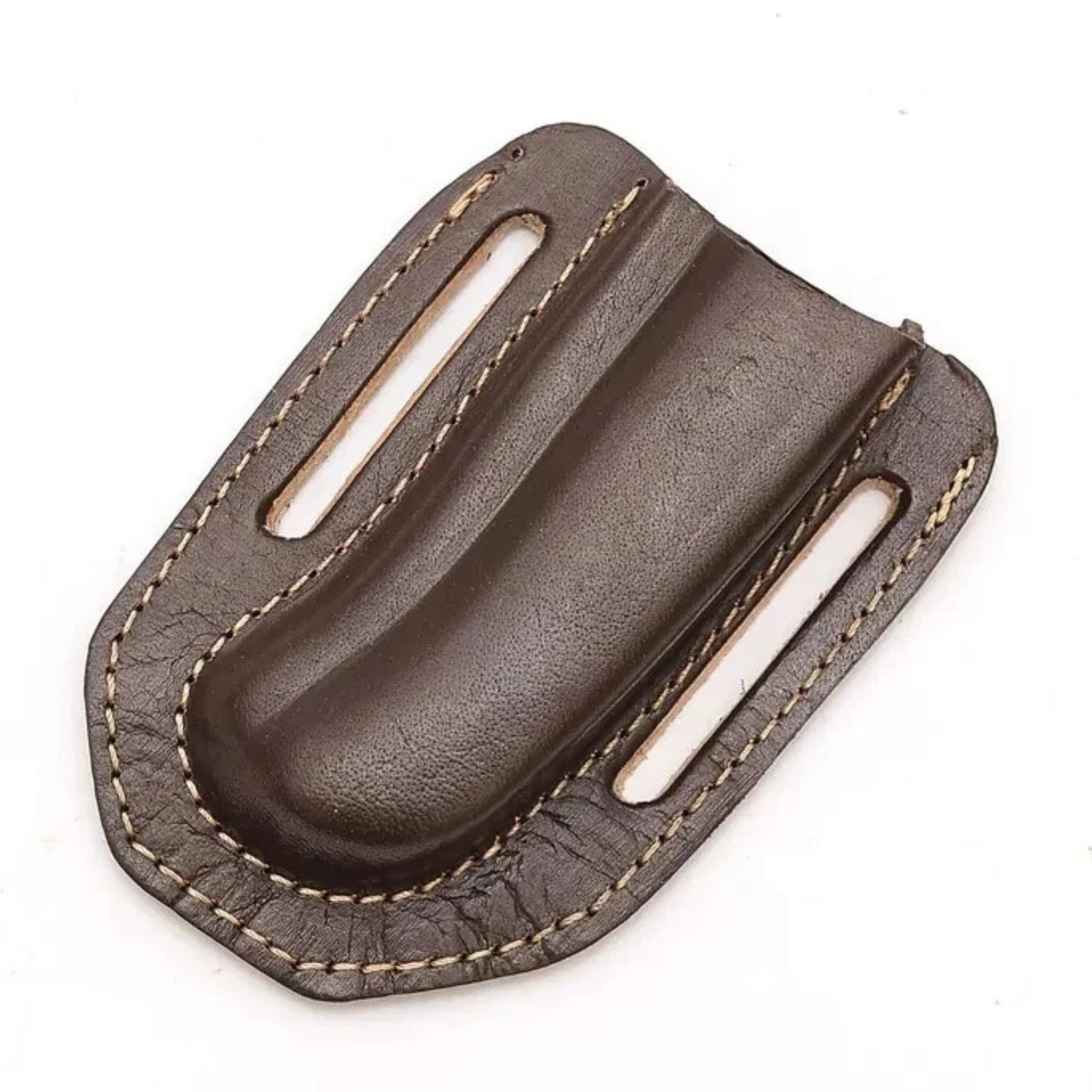 Handmade Brown Leather Sheath Vertical Belt for Buck 110 Folding Pocket Knife