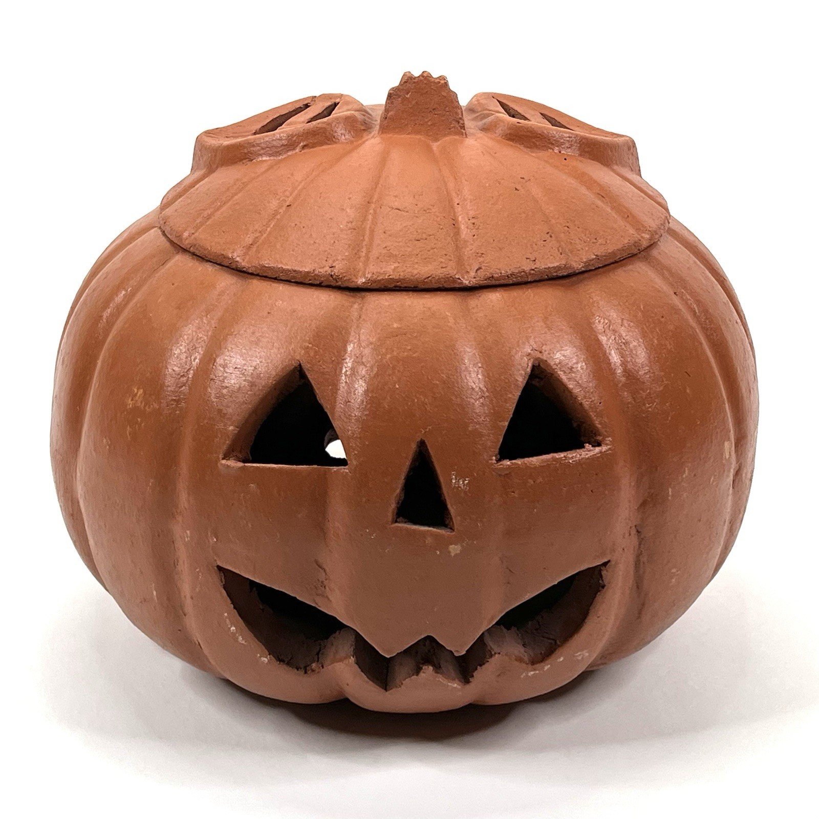 Pottery Terra Cotta Jack O Lantern Halloween Pumpkin Luminary BIG 13” Hand Made