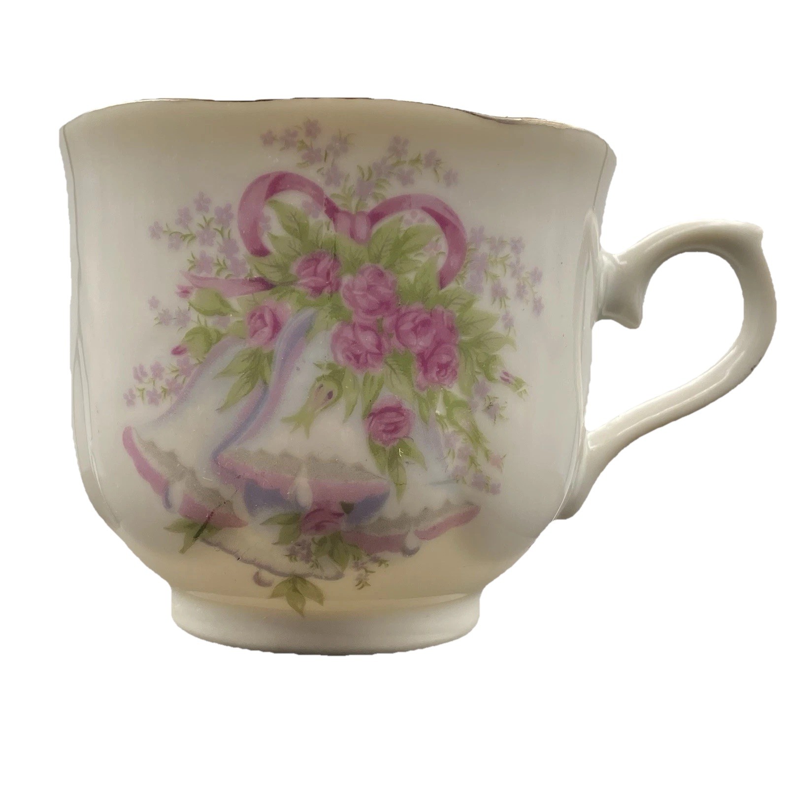 Vintage Tea Cup Wedding Bells Norleans Fine China Teacup With Gold Accent Roses