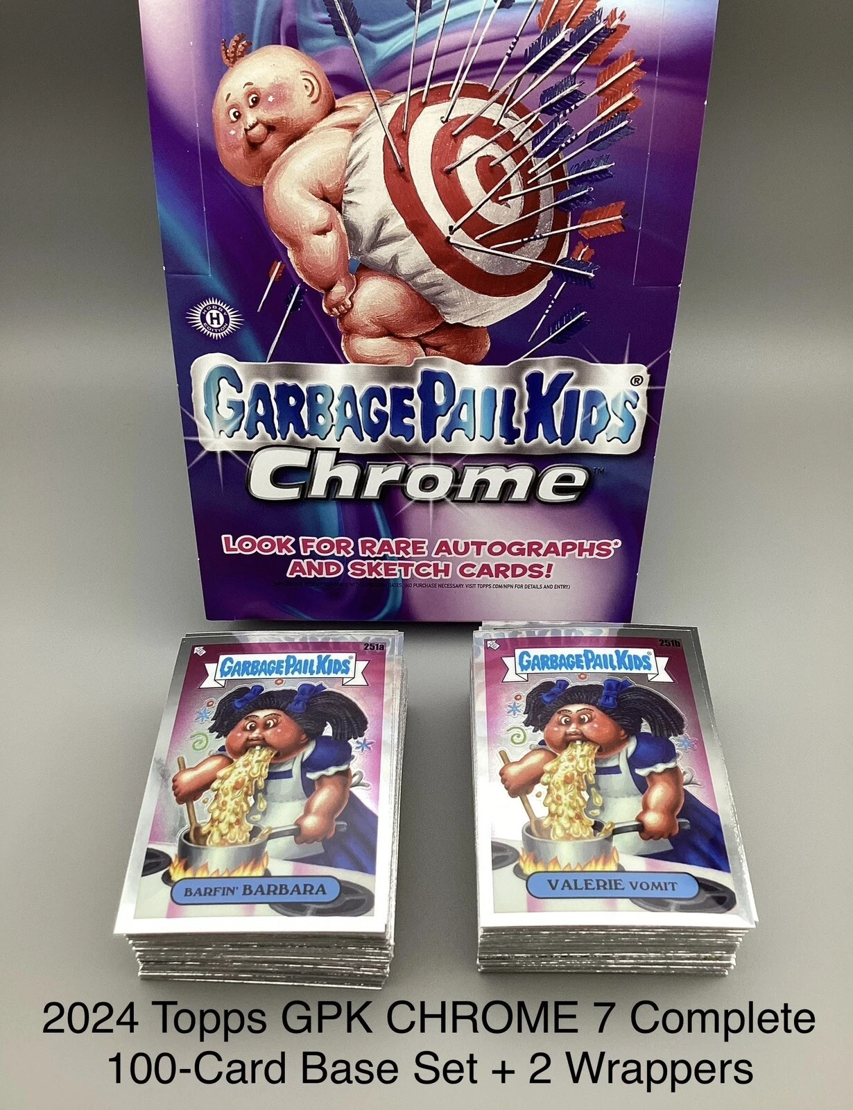 2024 Topps Garbage Pail Kids Chrome 7 COMPLETE 100-CARD BASE SET
