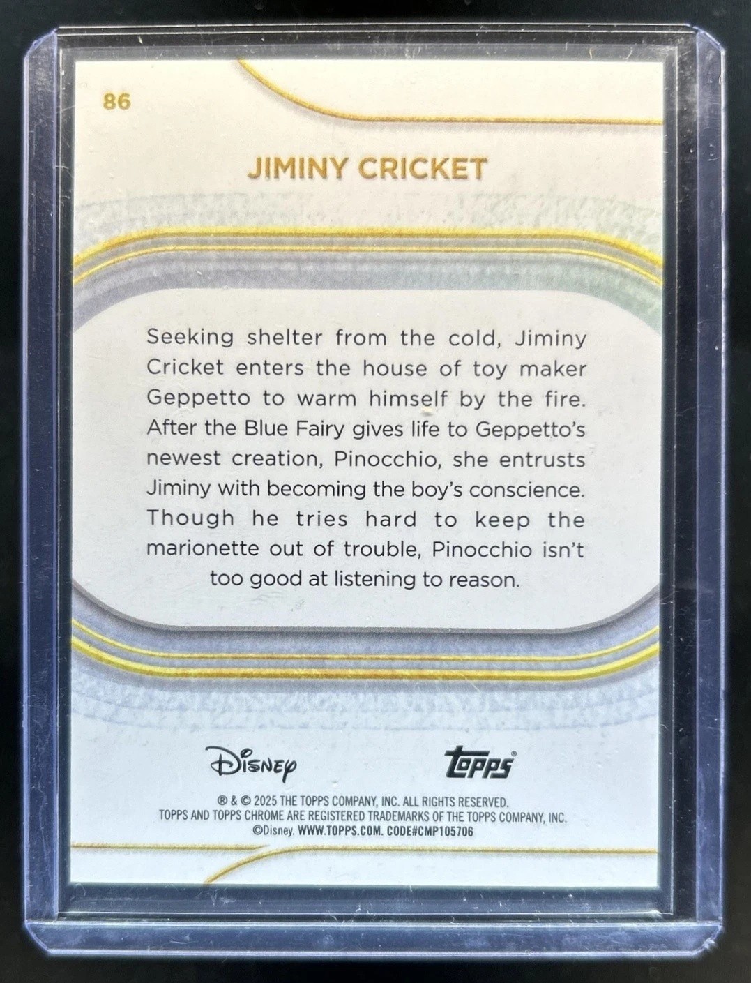 2025 Topps Chrome Disney Mickey Jiminy Cricket Pinocchio BLACK REFRACTOR /10