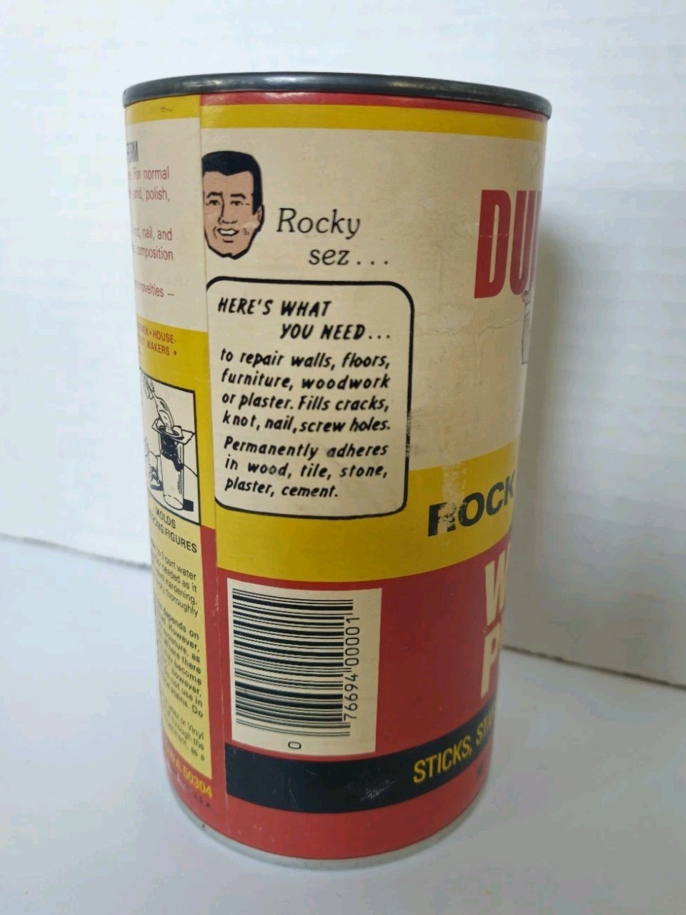 Vintage DURHAM’S Rock Hard Water Putty 1lb Tin and Cardboard Vintage