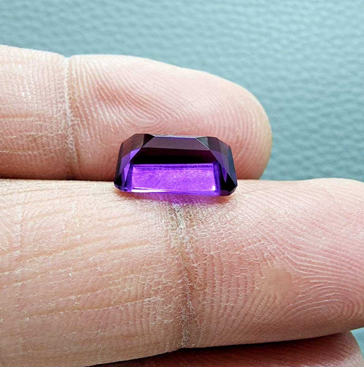 Gorgeous Purple Amethyst 3.80 Ct Emerald Cut Lab-Created Loose Gemstone Ring