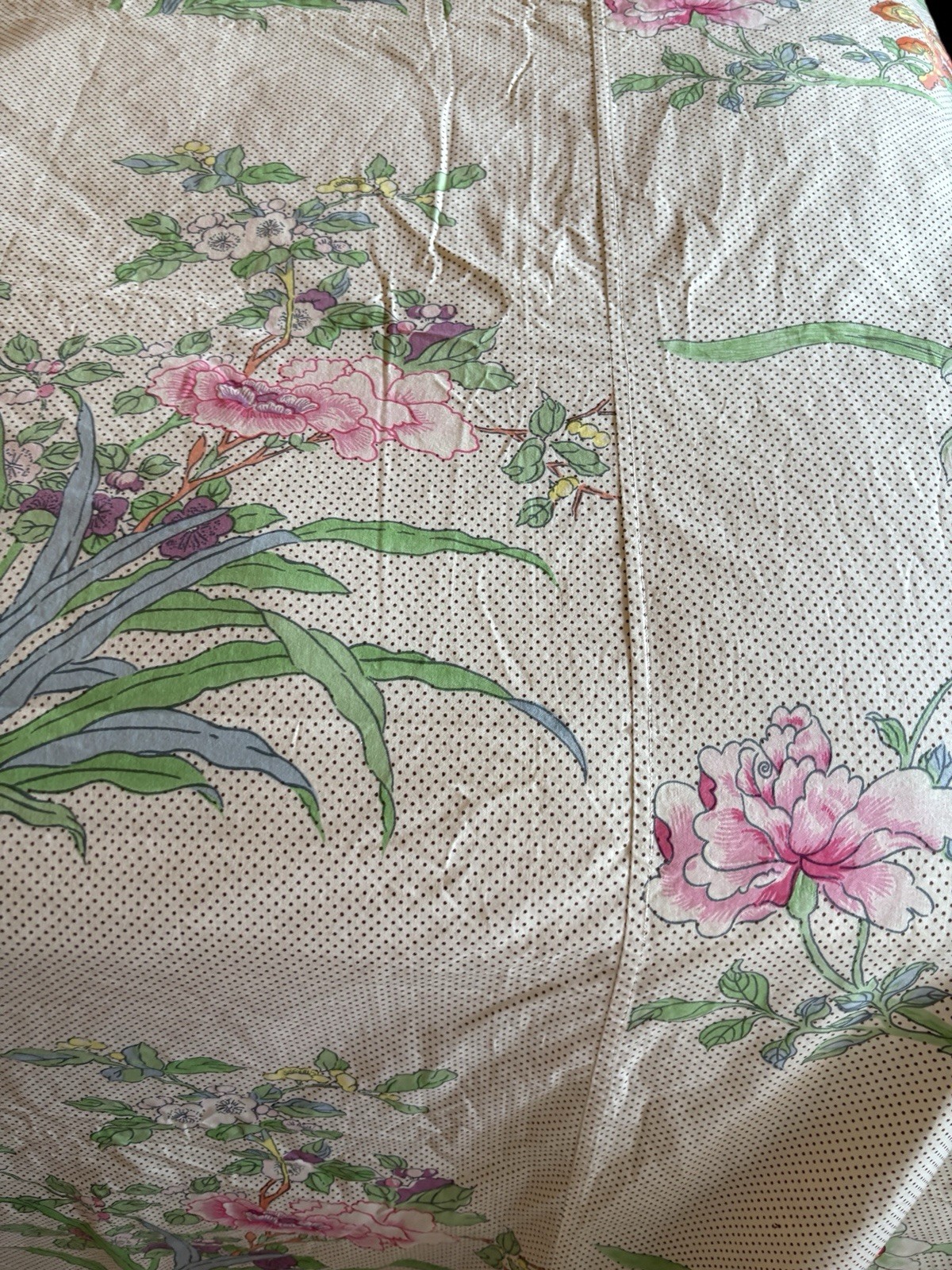 VTG Bedspread Light Weight Pink White floral Hand sewn cotton Blanket 84×92
