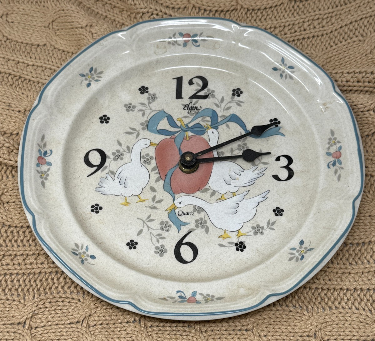 International China Marmalade Geese Wall Clock Plate 1980’s Vintage Country