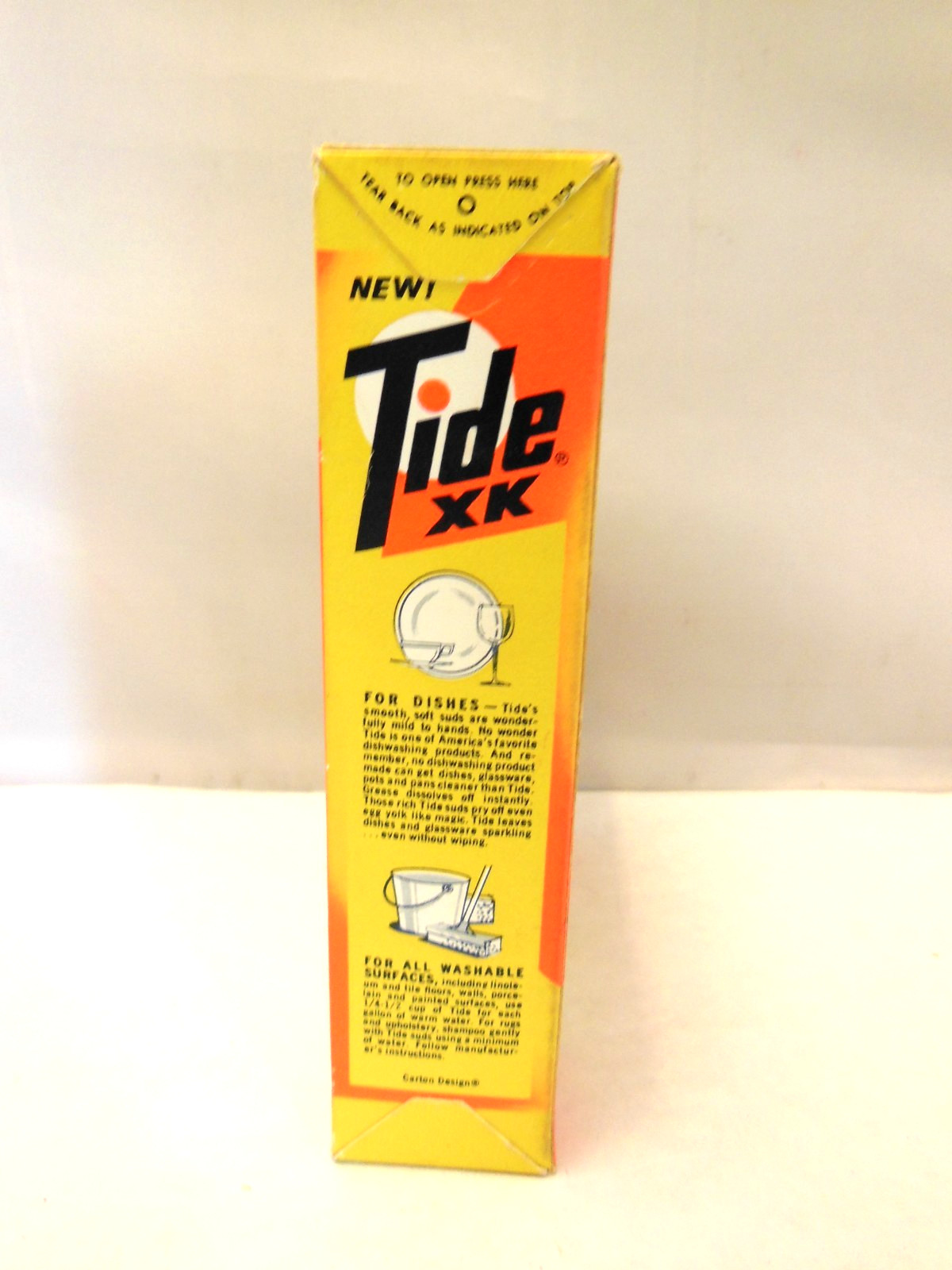 VINTAGE TIDE XK LAUNDRY DETERGENT UNOPENED FULL BOX 7 OUNCES – 1969