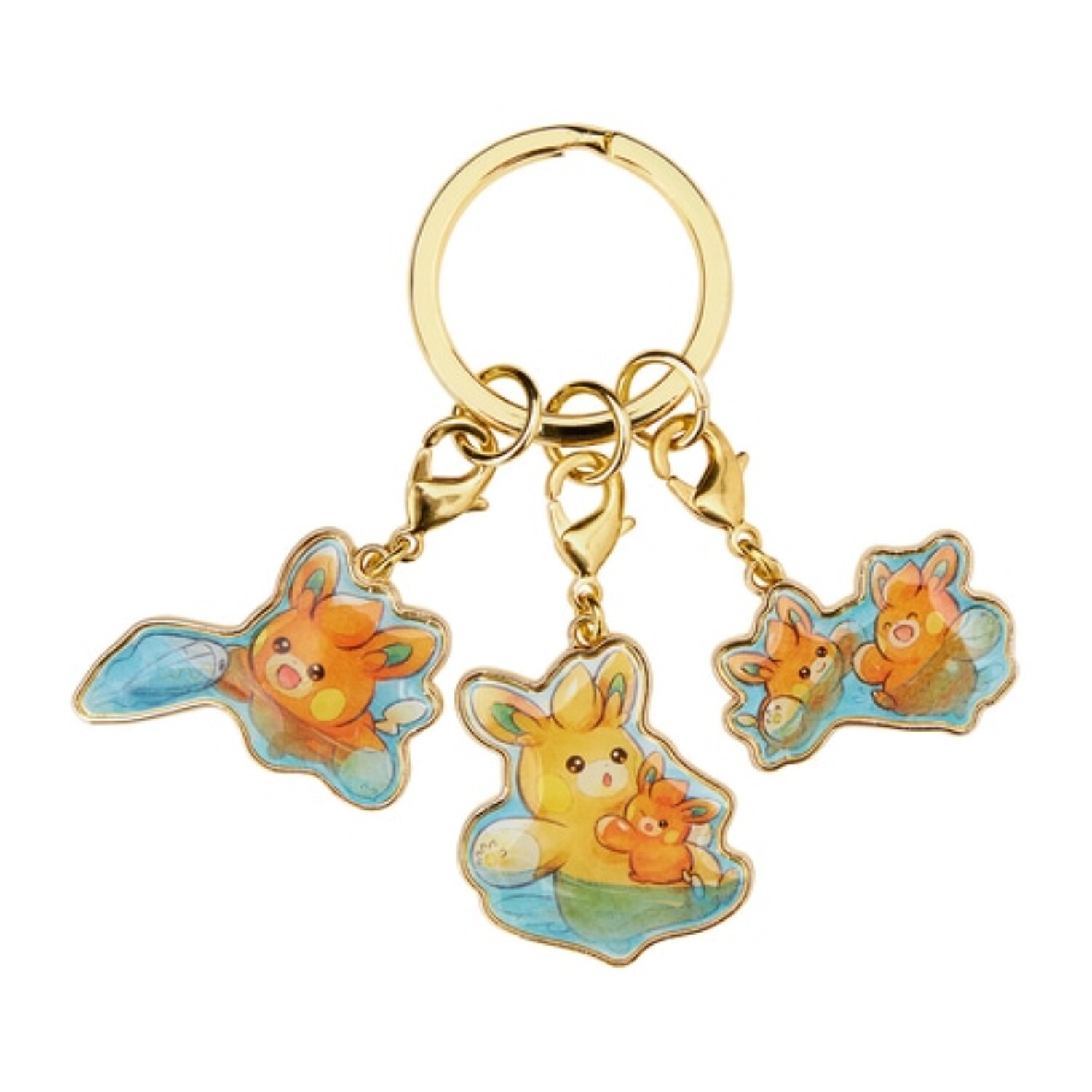 Pokemon 3 metal keychain Pokémon / Pawmi Swim/ Pamo no Mure Pocket Monster