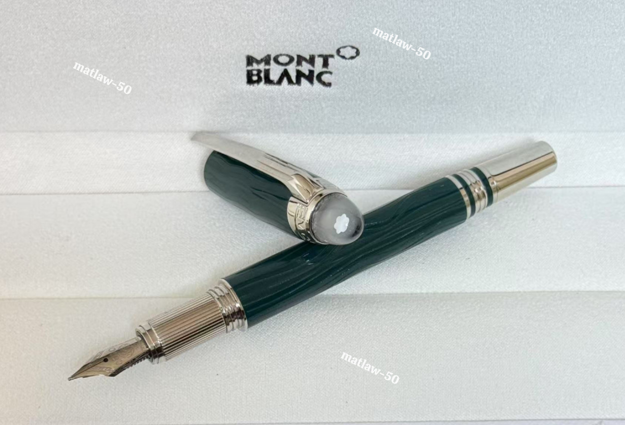 Montblanc Emerald Green Silver Fountain Pen Luxury VIP Executive Gift Rare