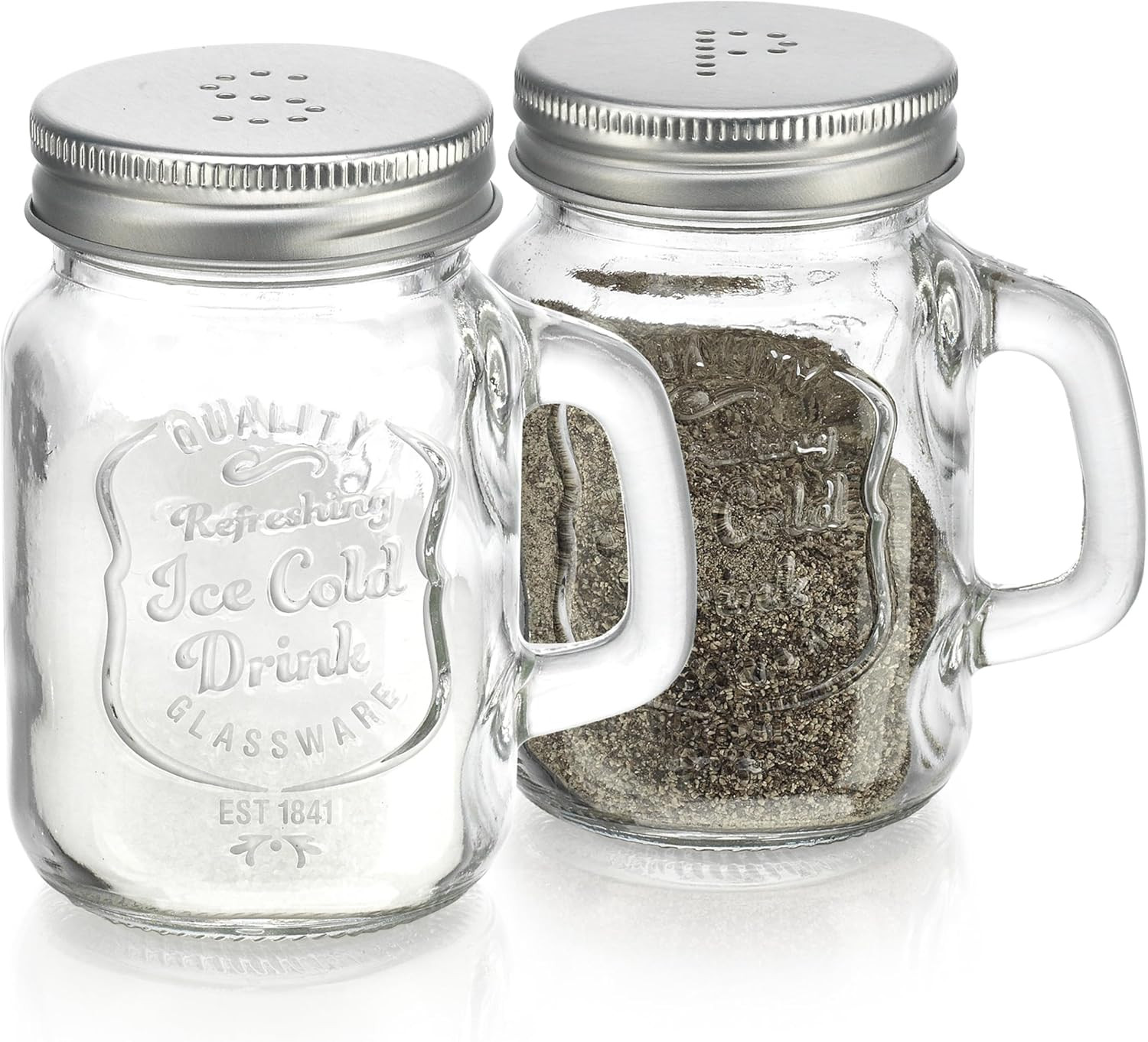 Salt and Pepper Shakers Set – Mason Jar Salt and Pepper Shakers with Stainless S