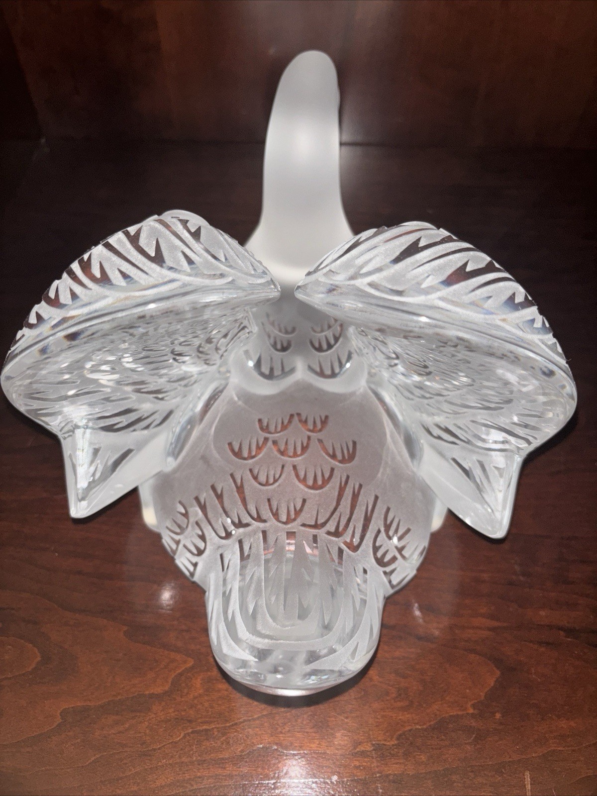 Lalique Had Down Swan Frosted Crystal Figurine Signed France