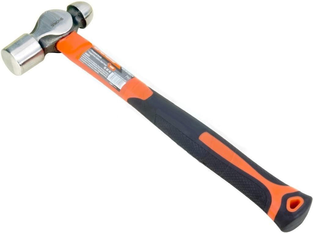 Ball Peen Hammer 16 Oz. – Forged Fine Grain Steel Head – Ergonomic Rubber Cusion