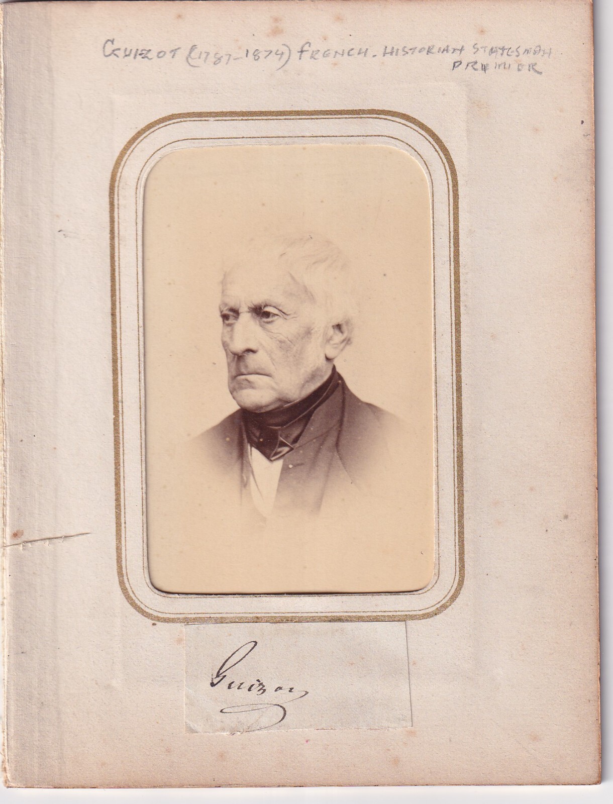 Original Cdv photo & autograph French Prime Minister Francois Guizot 1860’s